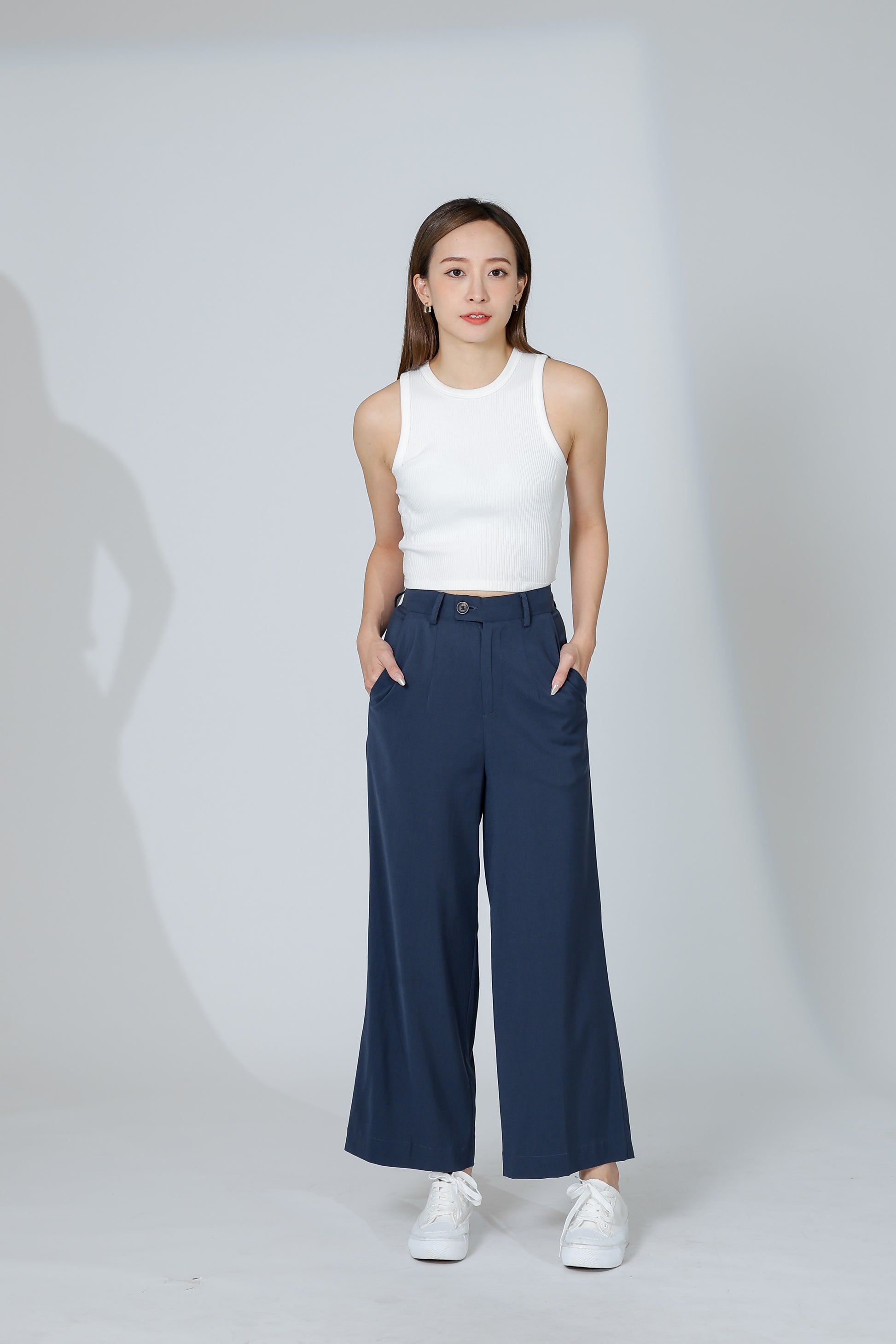 Audra Extended Waistband Pant - Steel Navy