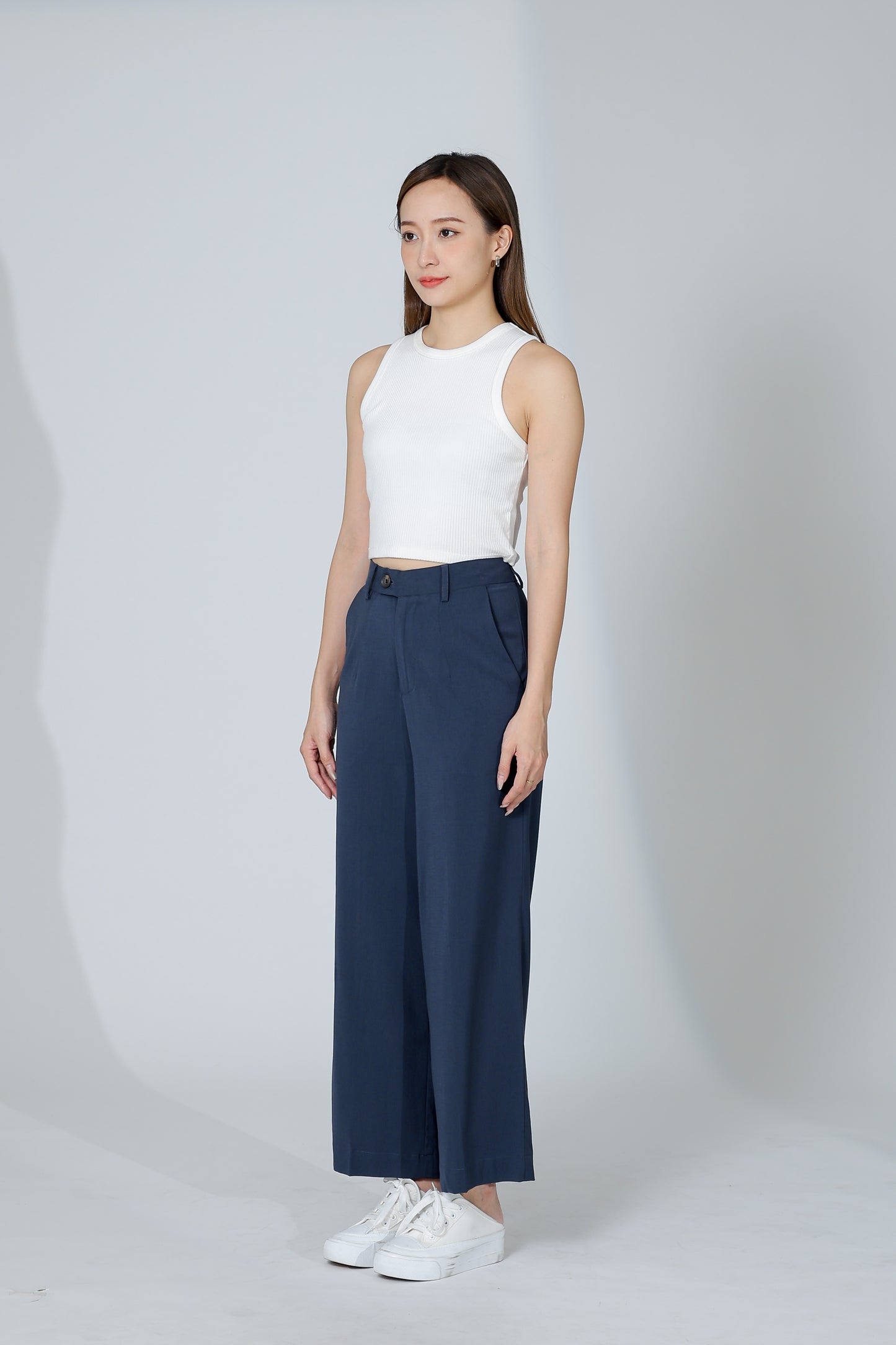 Audra Extended Waistband Pant - Steel Navy
