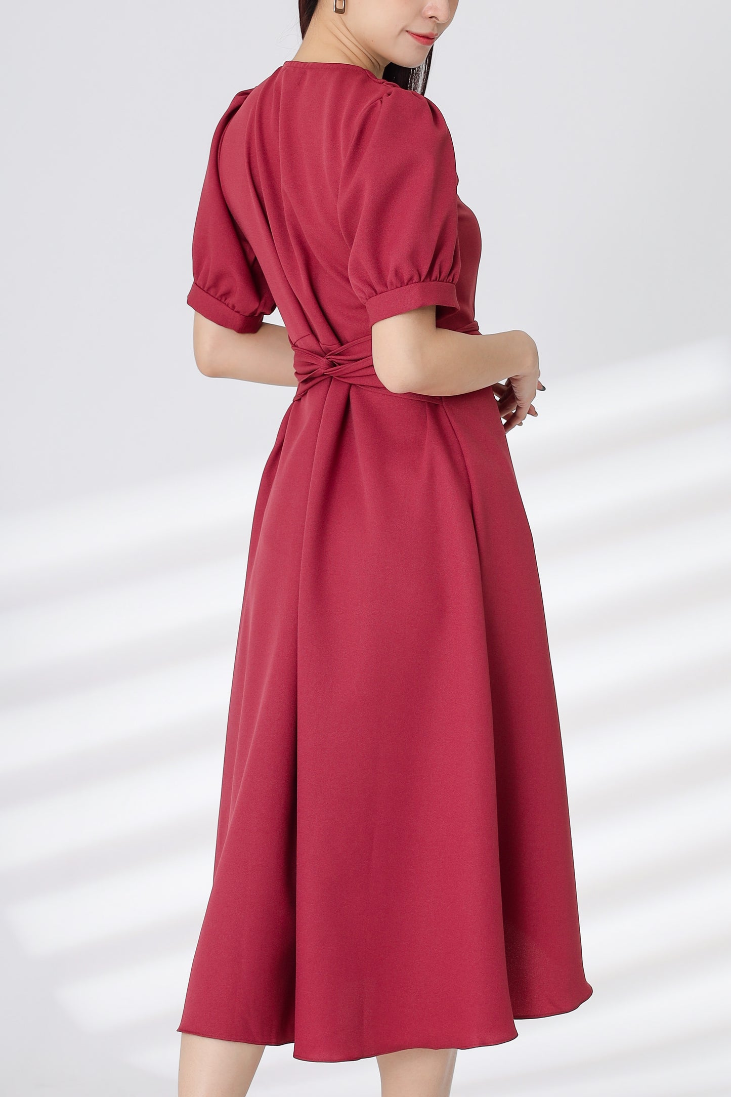 Ayana Wrapped Waist Midi Dress - Blush