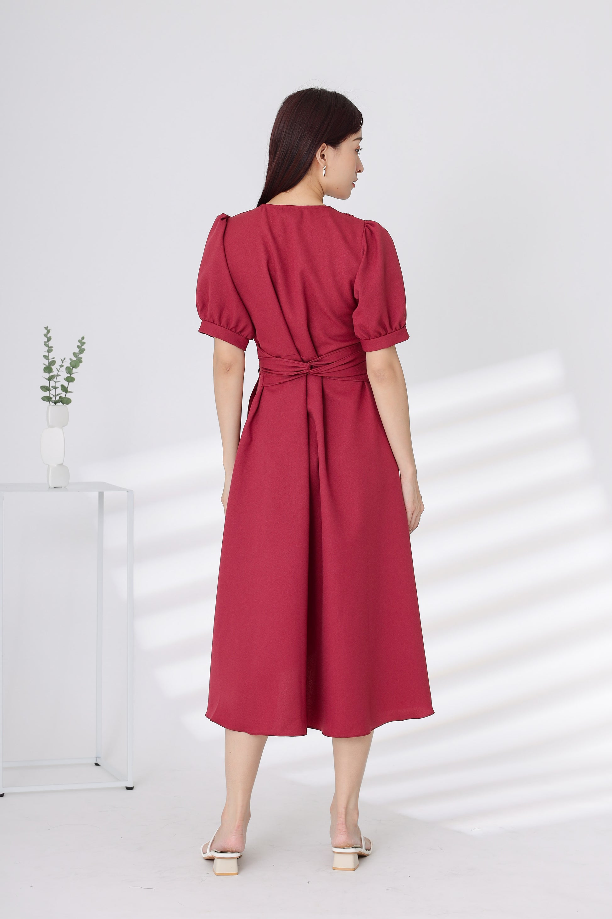 Ayana Wrapped Waist Midi Dress - Blush