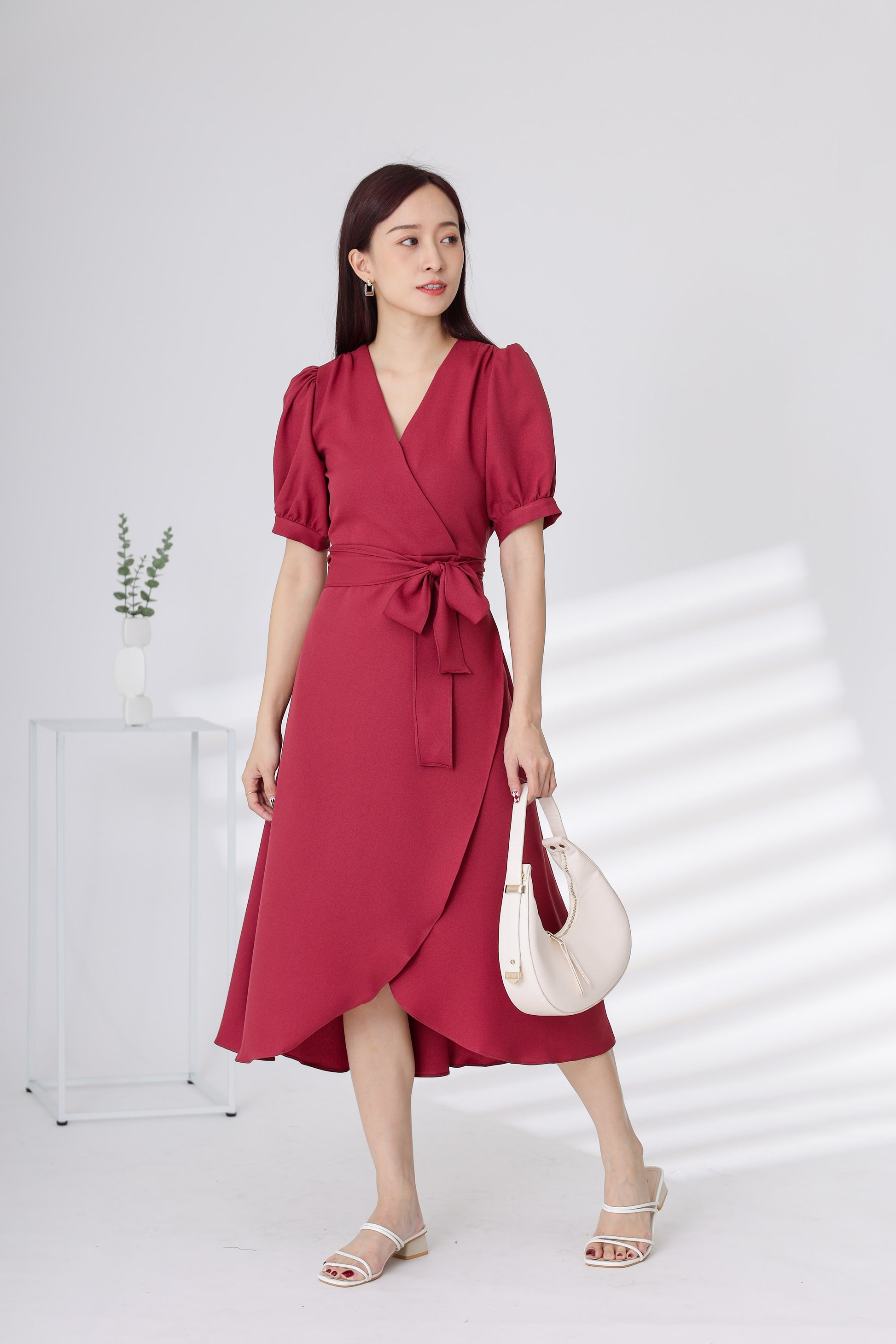 Ayana Wrapped Waist Midi Dress - Blush
