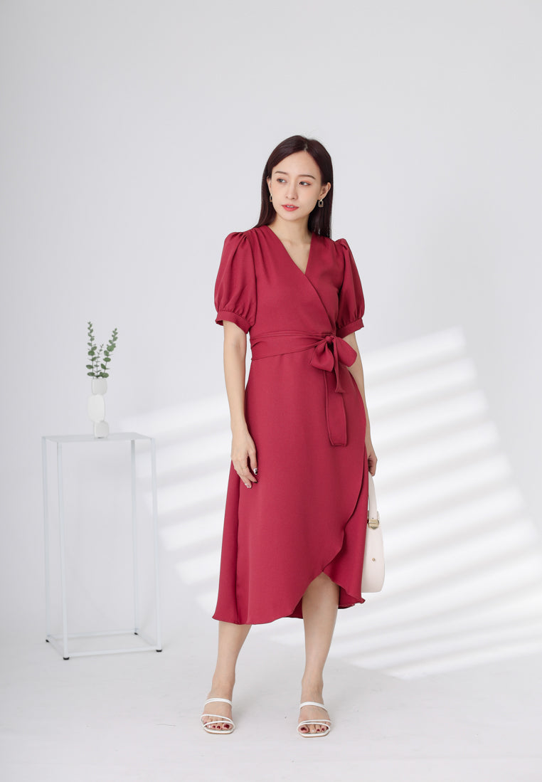 Ayana Wrapped Waist Midi Dress - Blush