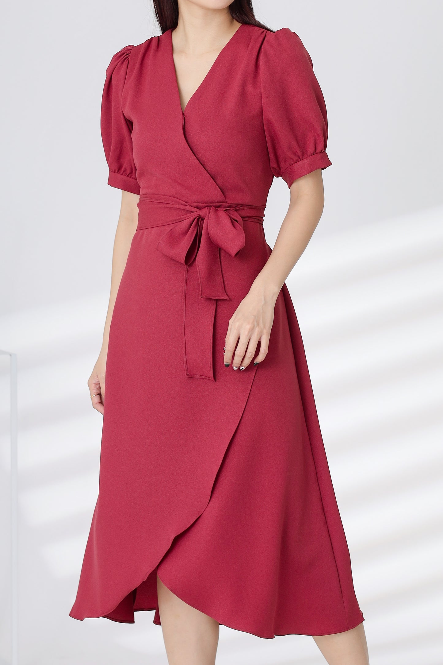 Ayana Wrapped Waist Midi Dress - Blush