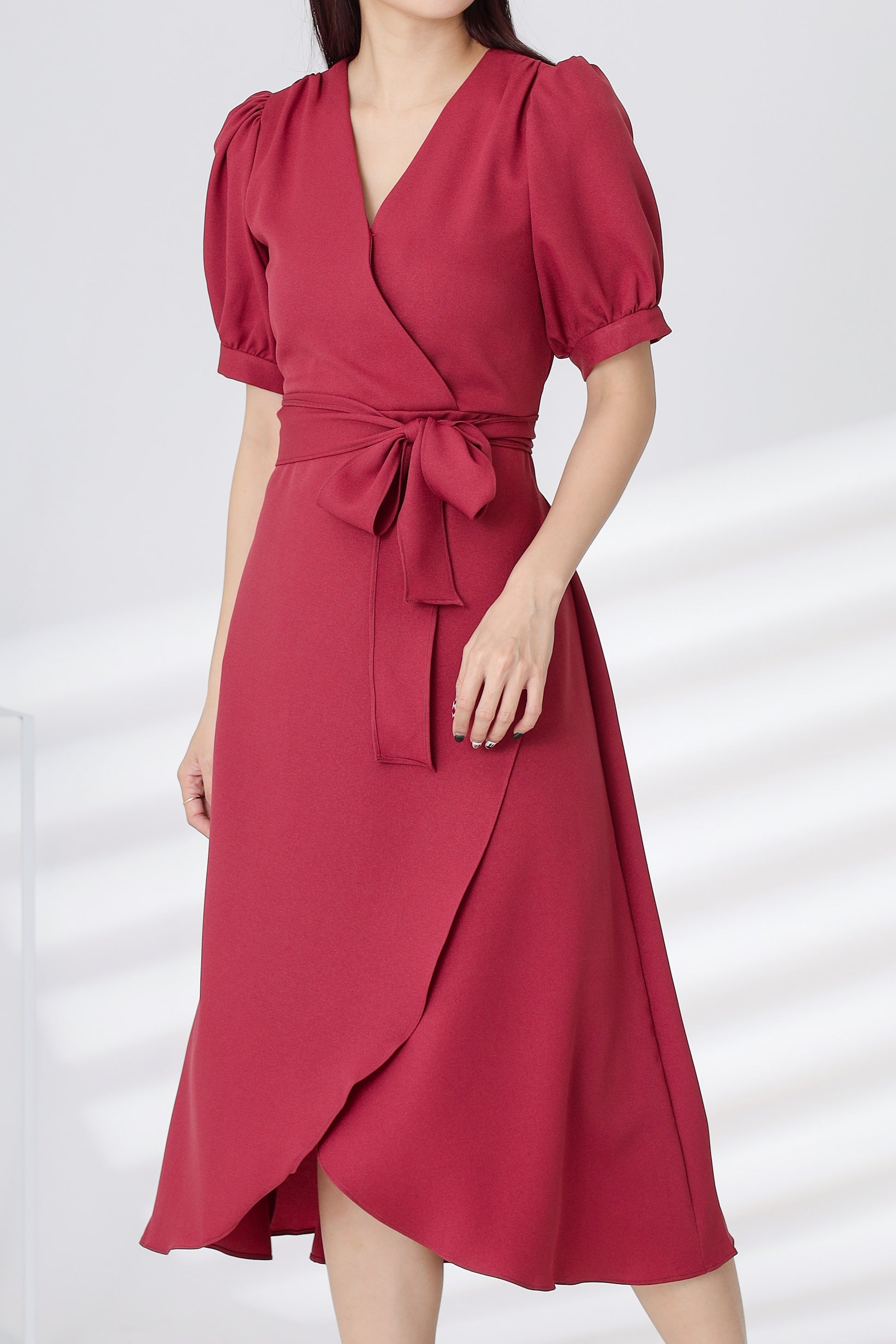 Ayana Wrapped Waist Midi Dress - Blush
