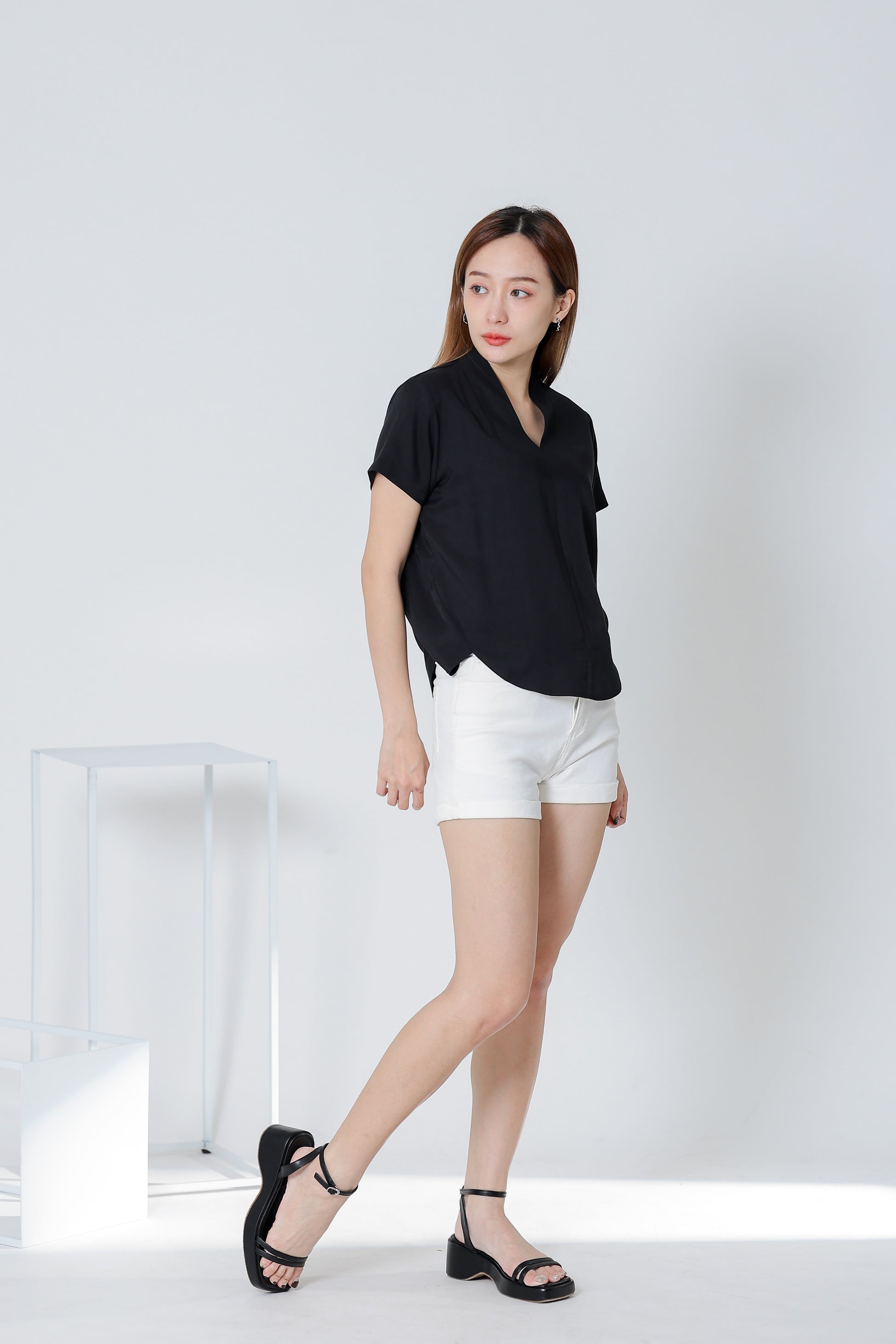 Bethany V Neck Blouse - Black