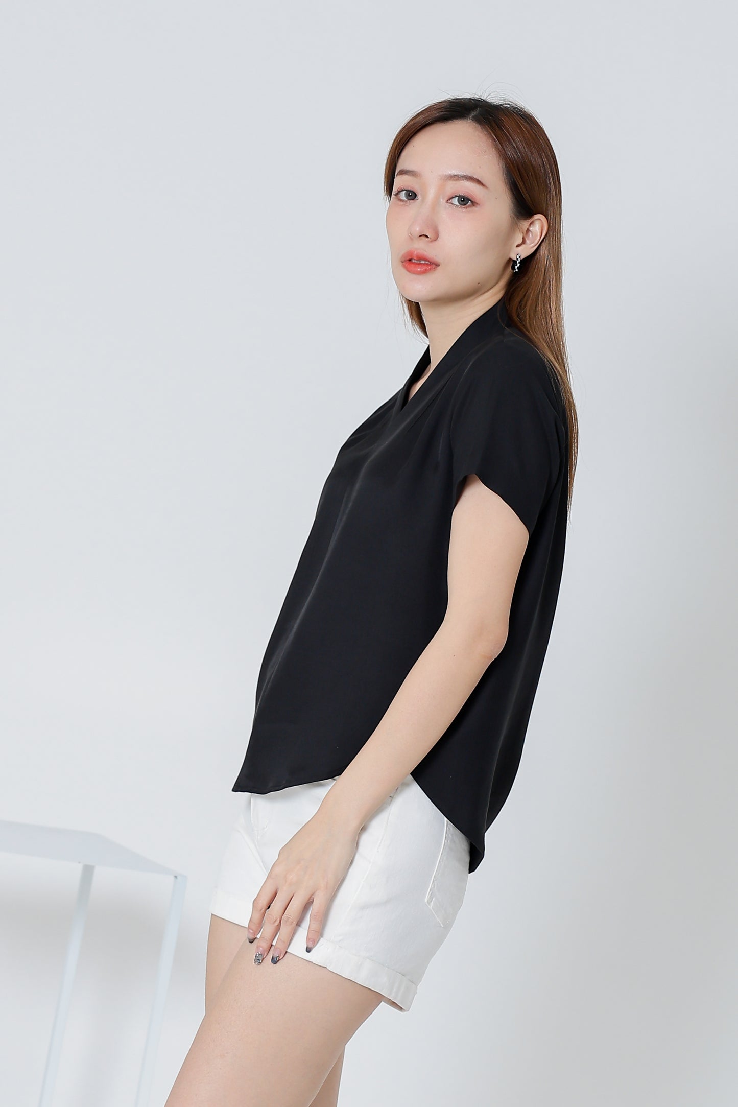 Bethany V Neck Blouse - Black