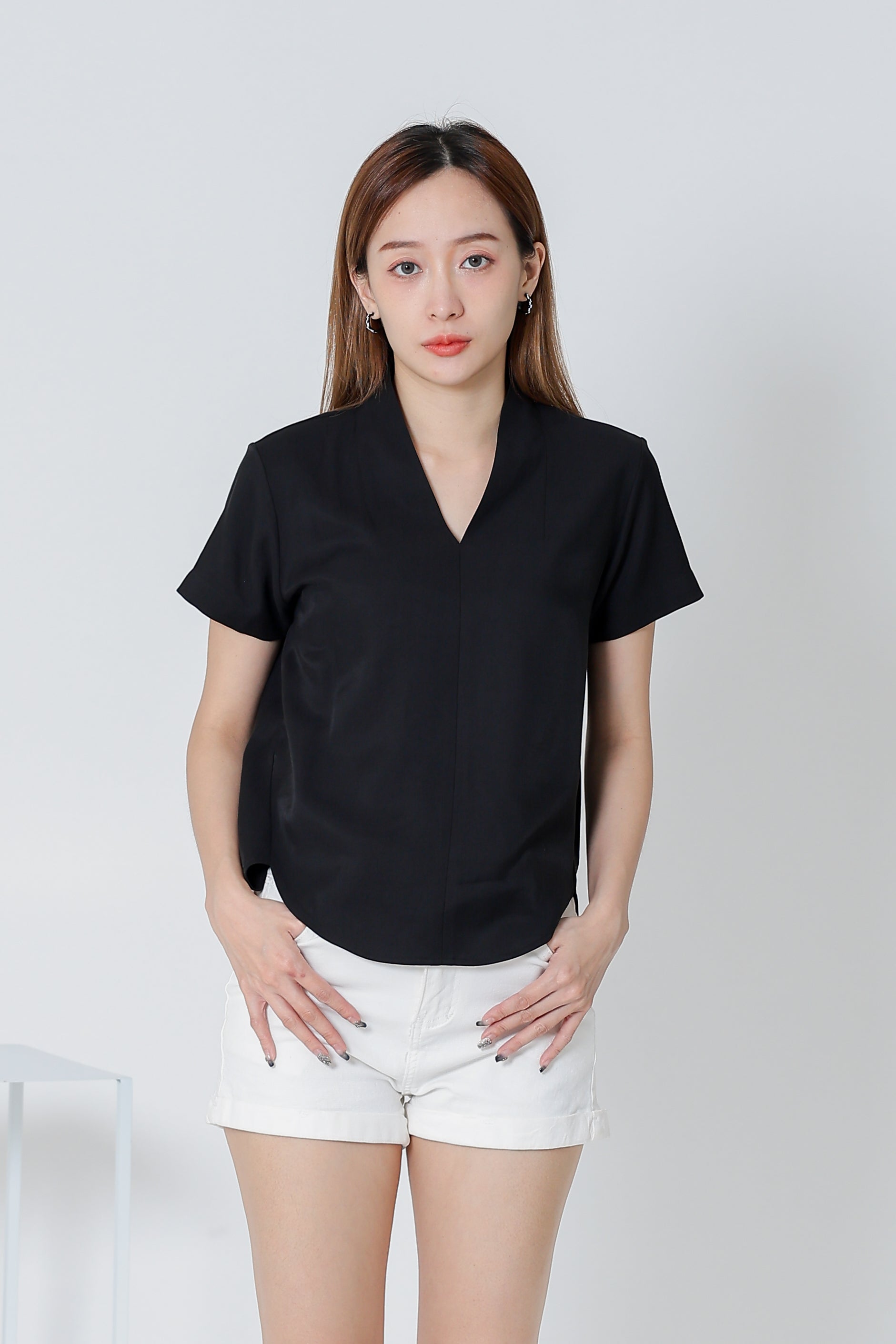 Bethany V Neck Blouse - Black