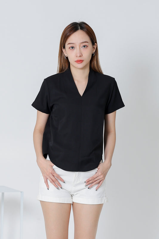 Bethany V Neck Blouse - Black