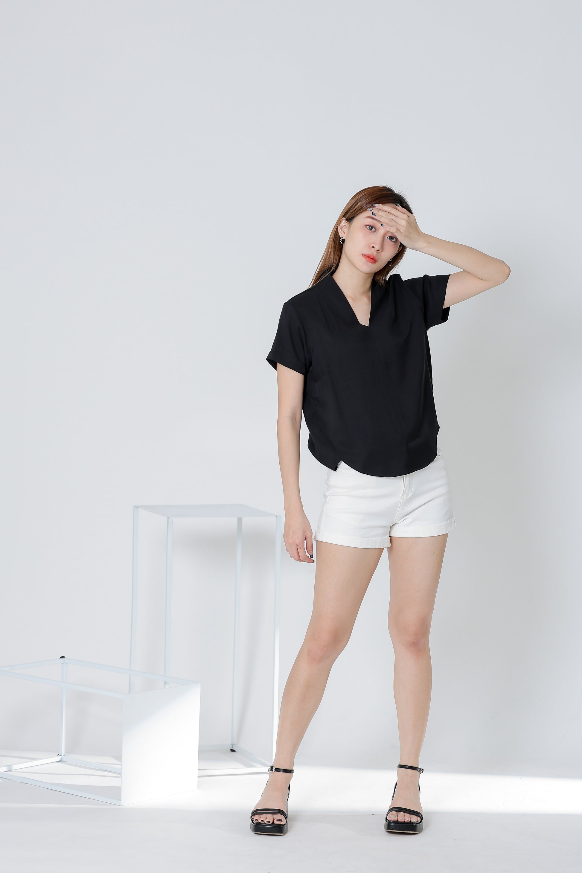 Bethany V Neck Blouse - Black