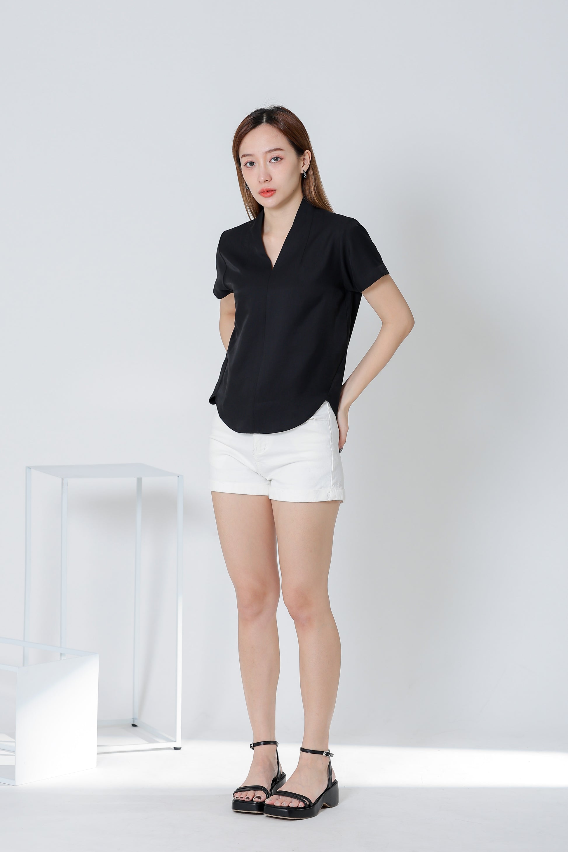 Bethany V Neck Blouse - Black