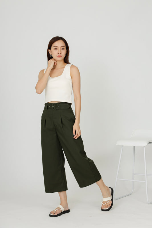 Billie Wide Leg Pant - Army Green