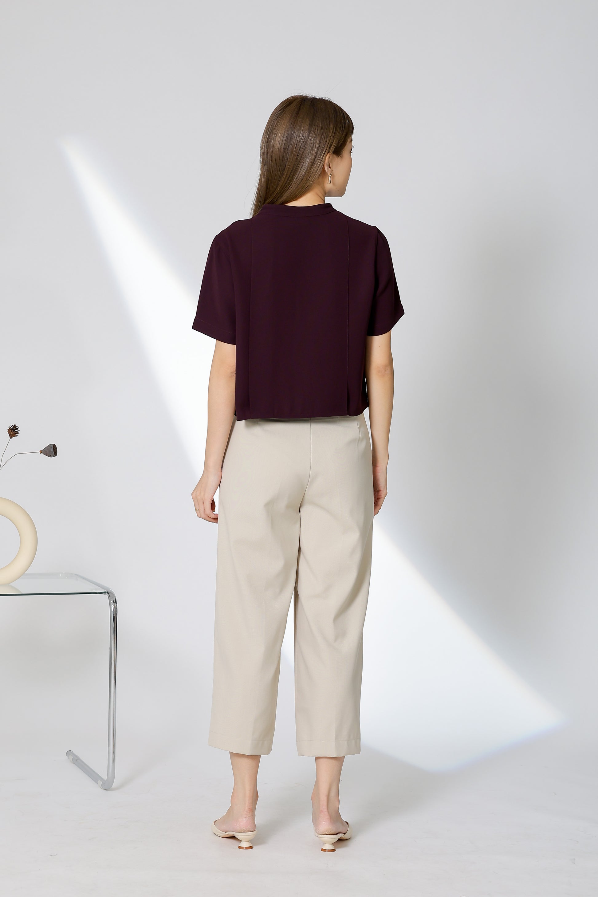 Brandi Mandarin Collar Shirt - Plum