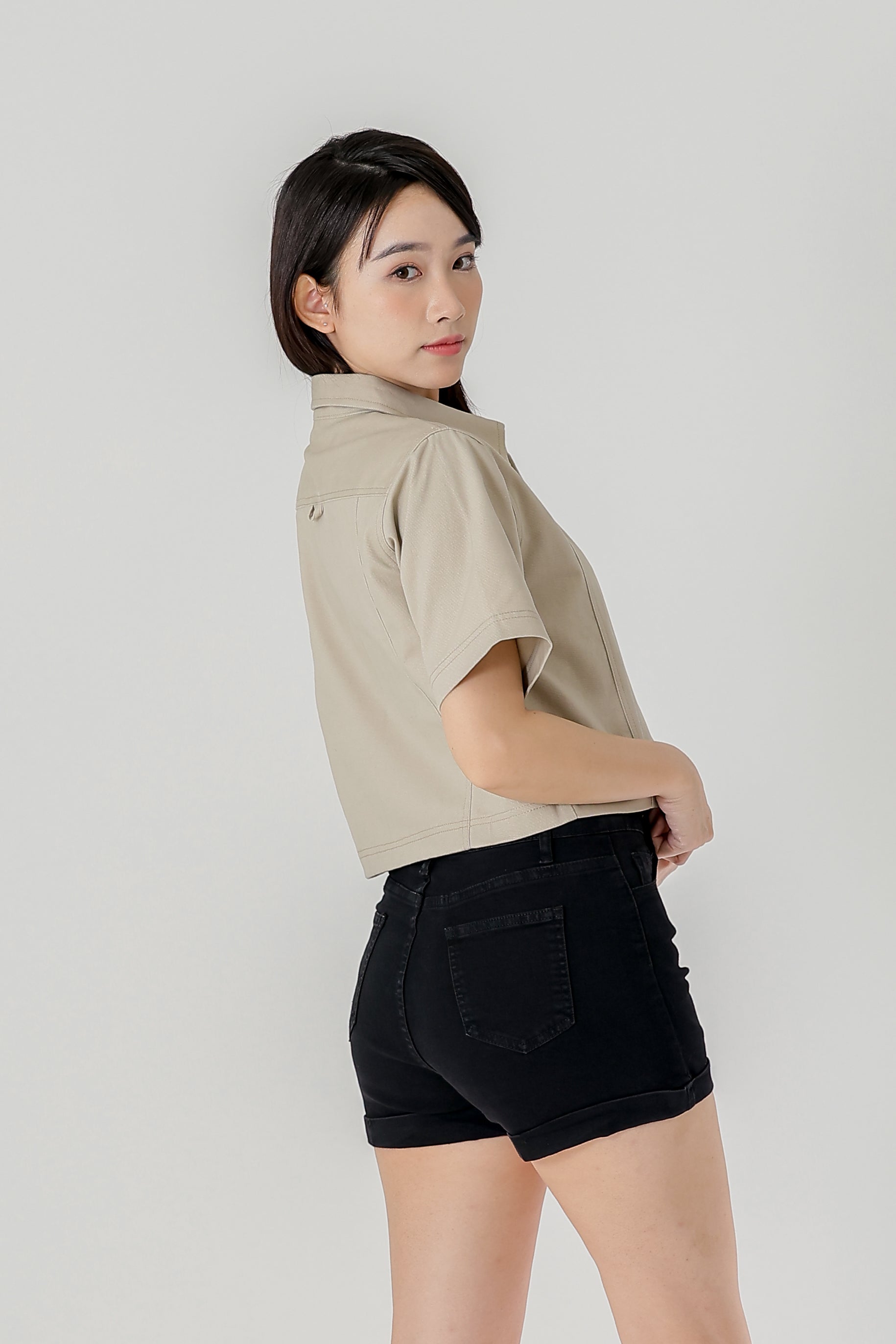 Callen Zipper Top - Cream