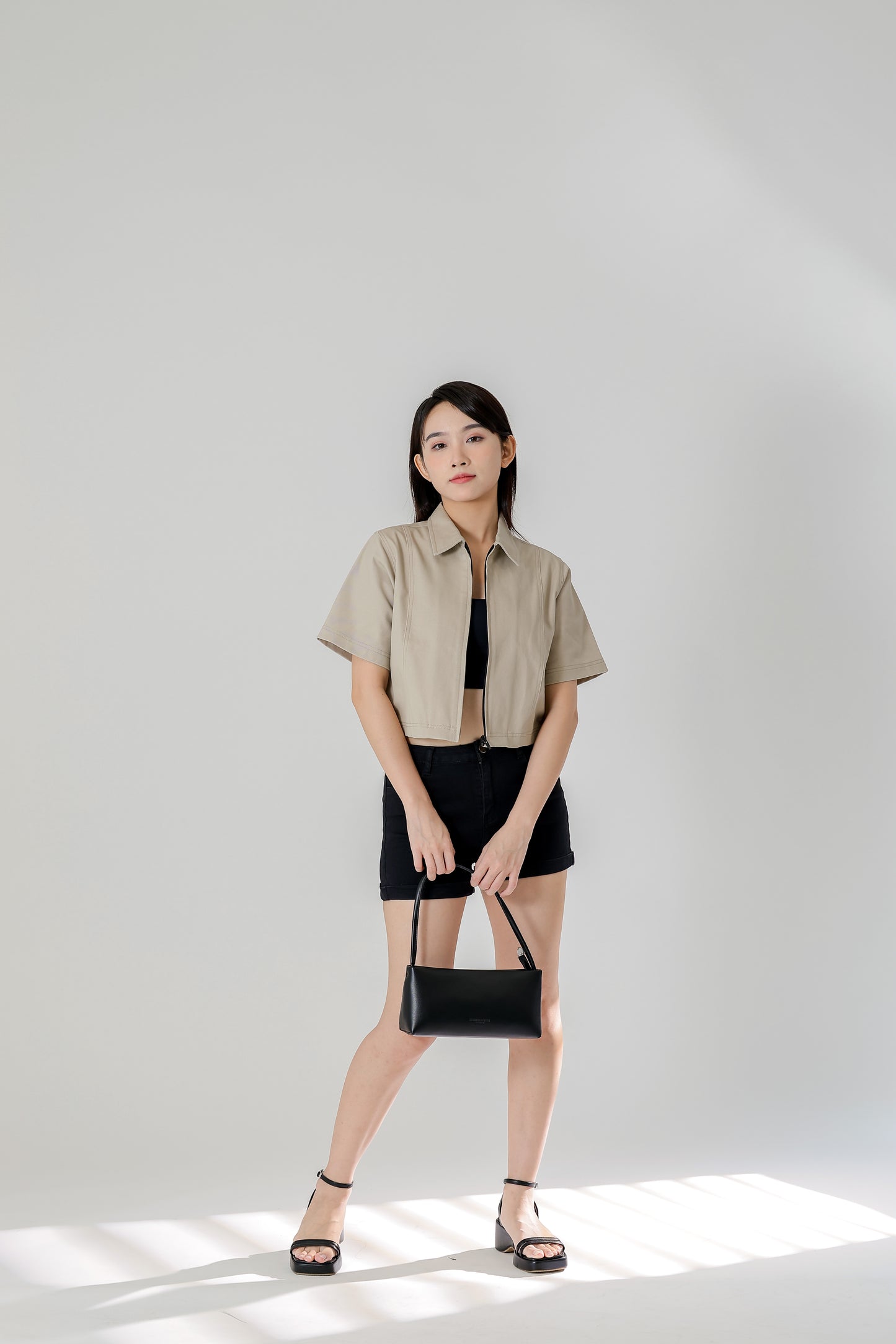 Callen Zipper Top - Cream