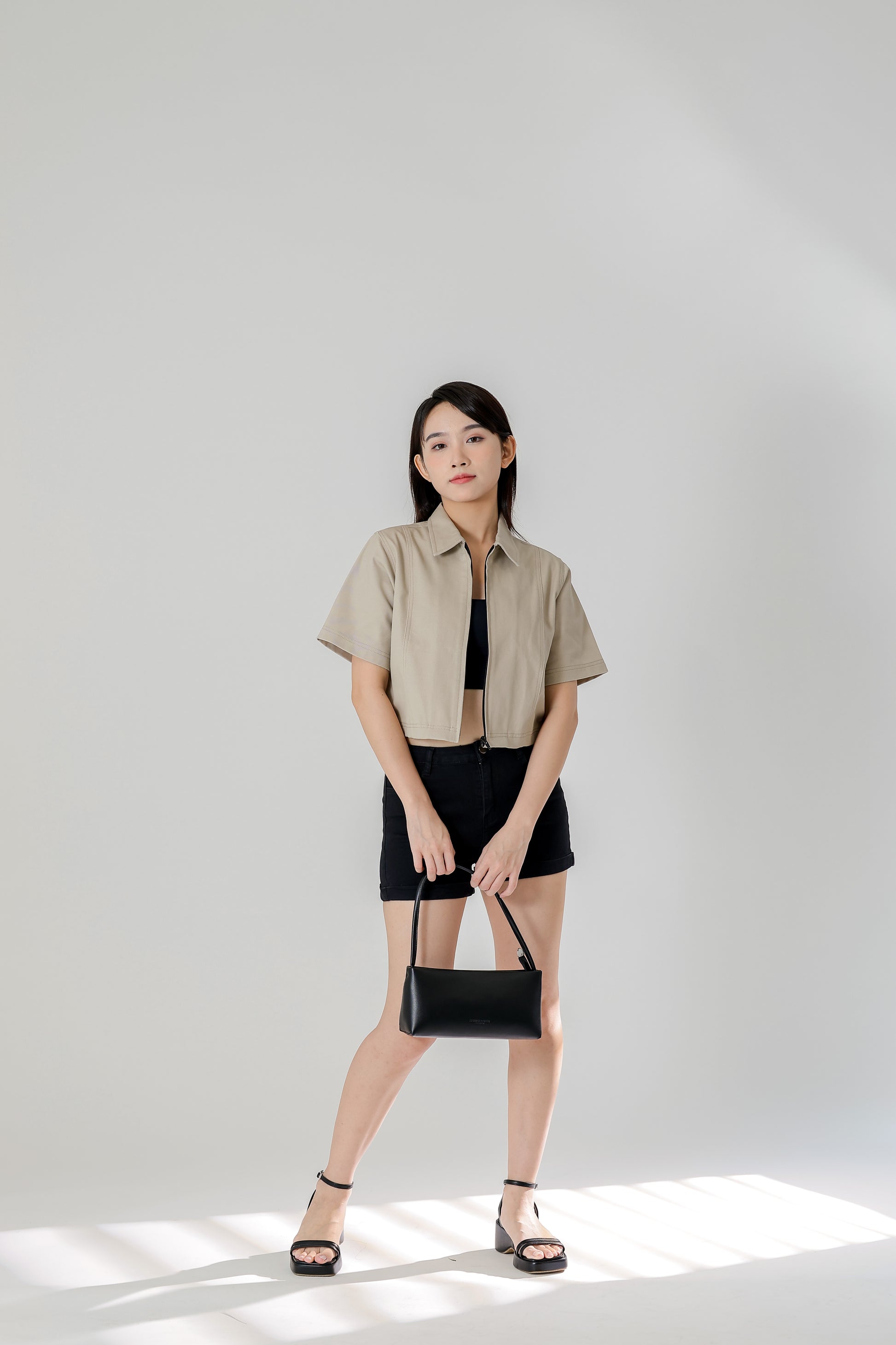 Callen Zipper Top - Cream