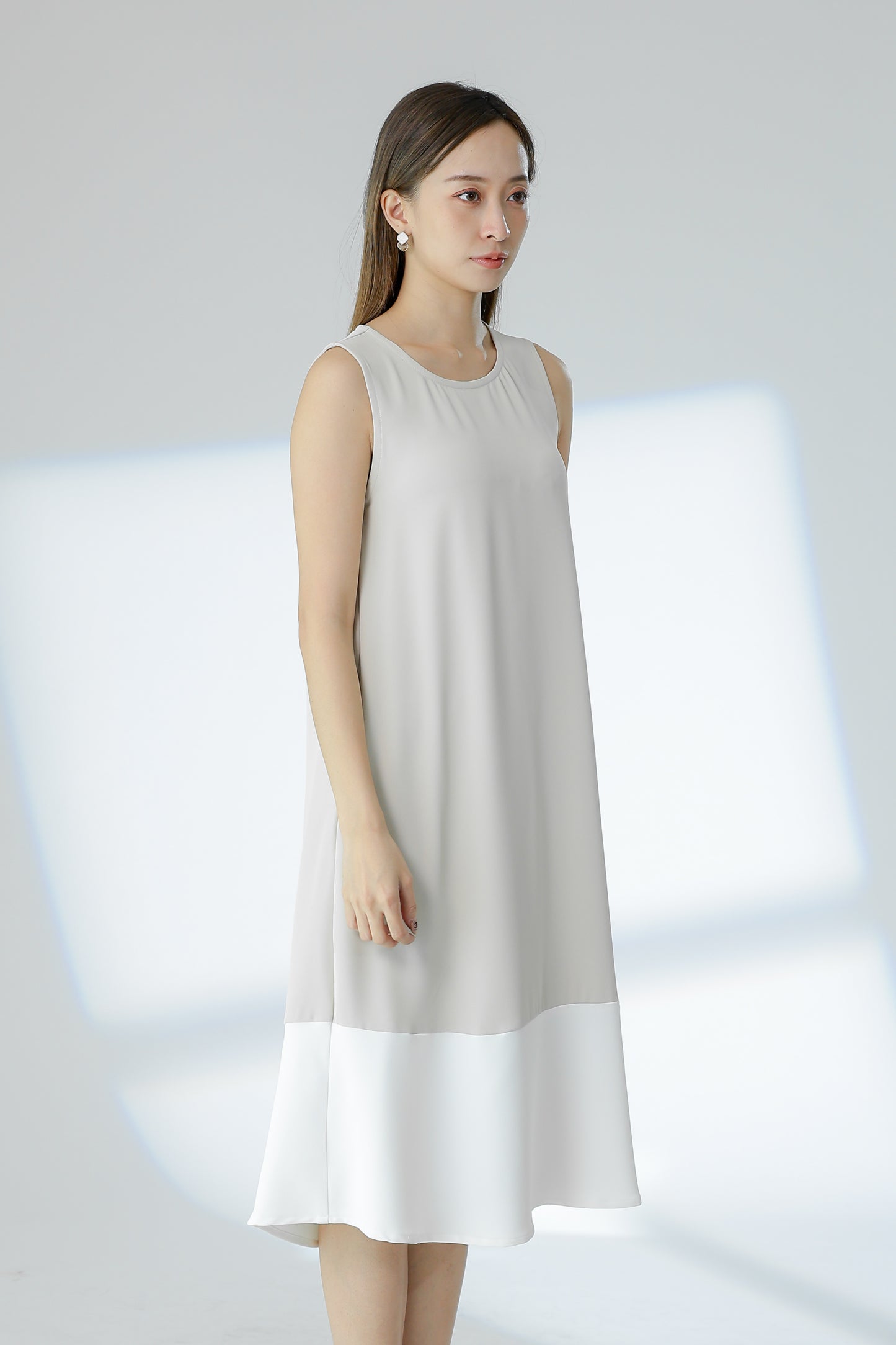 Camille Colour Block Dress - Beige/Ivory