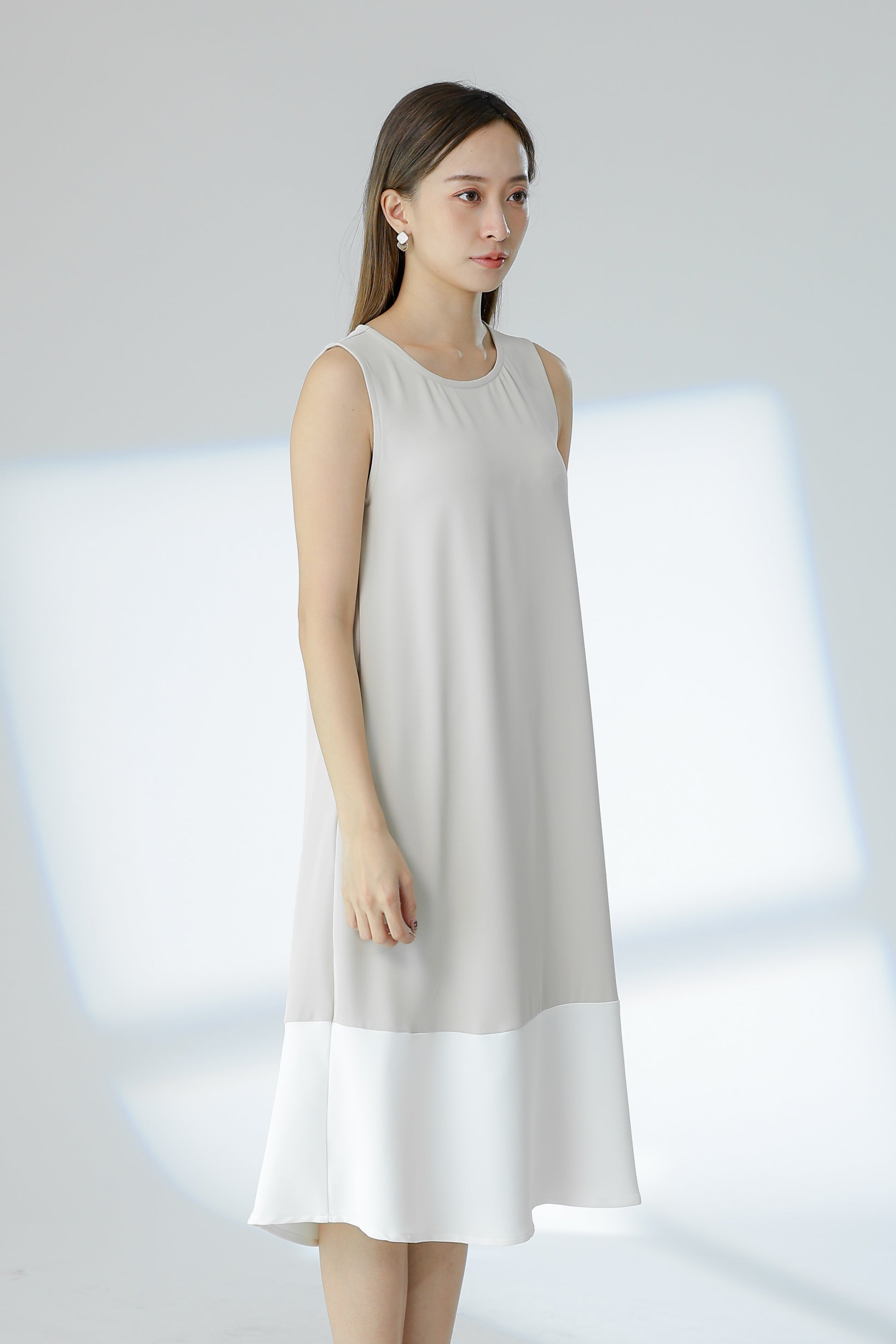 Camille Colour Block Dress - Beige/Ivory