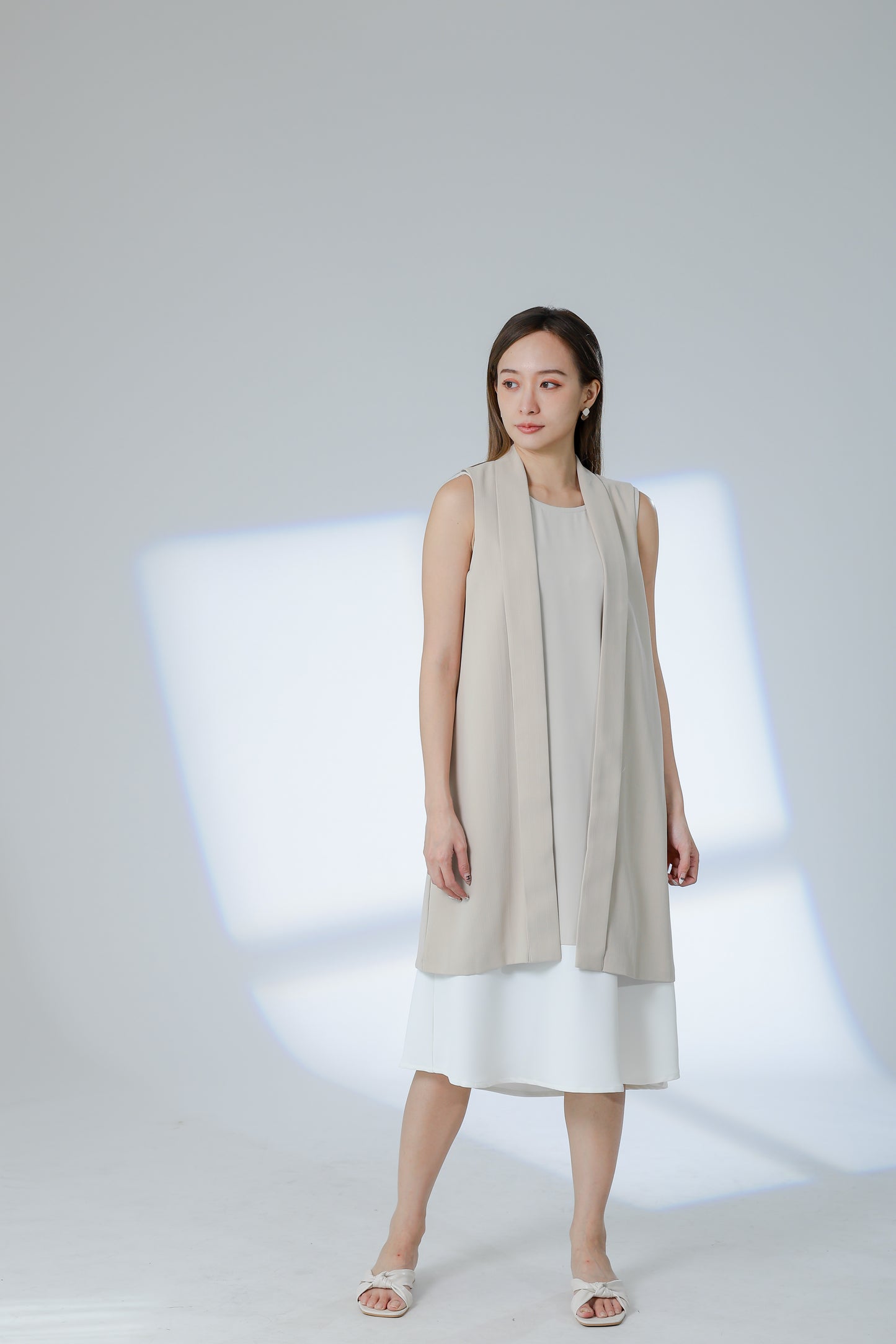 Camille Colour Block Dress - Beige/Ivory