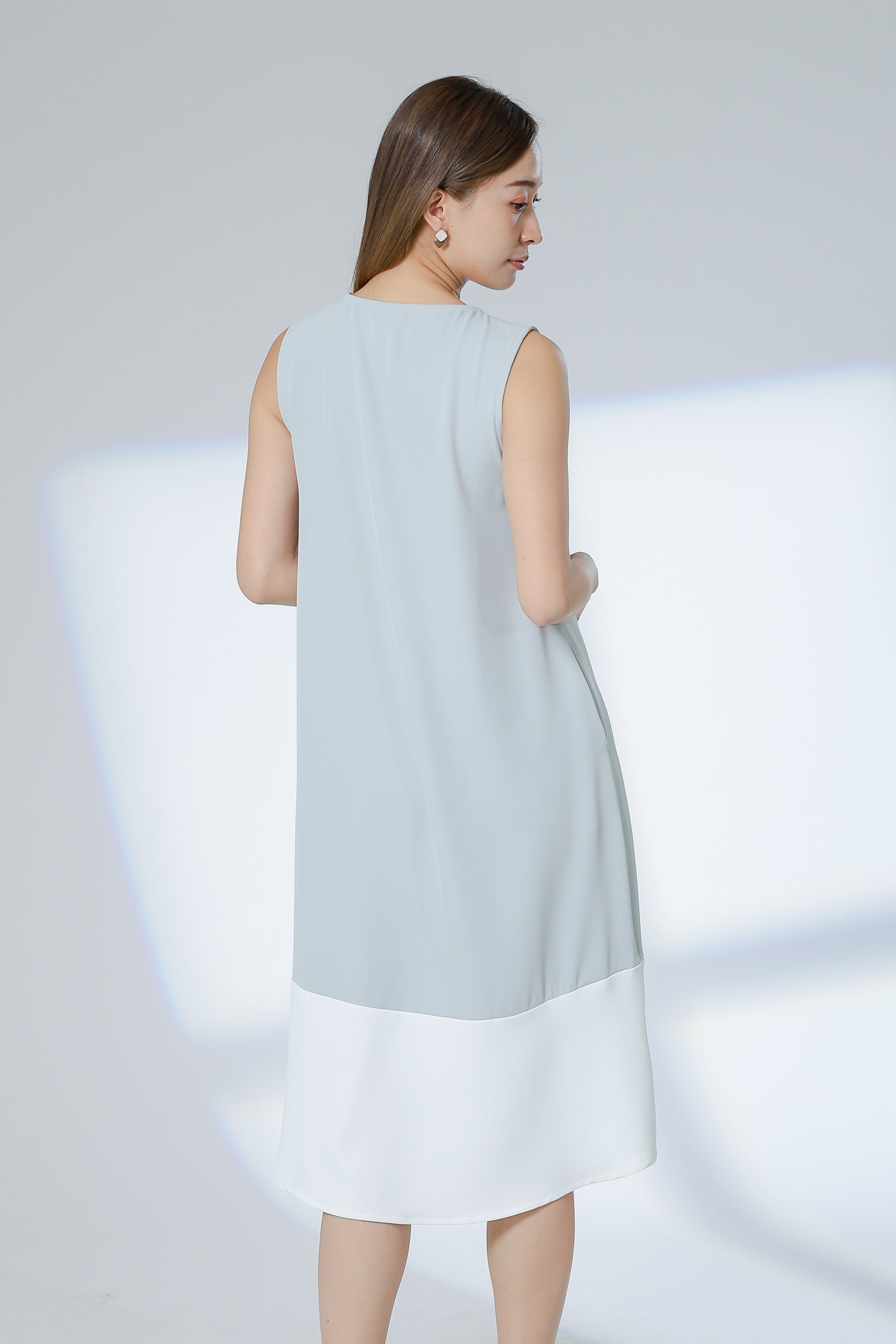 Camille Colour Block Dress - Sage/Ivory