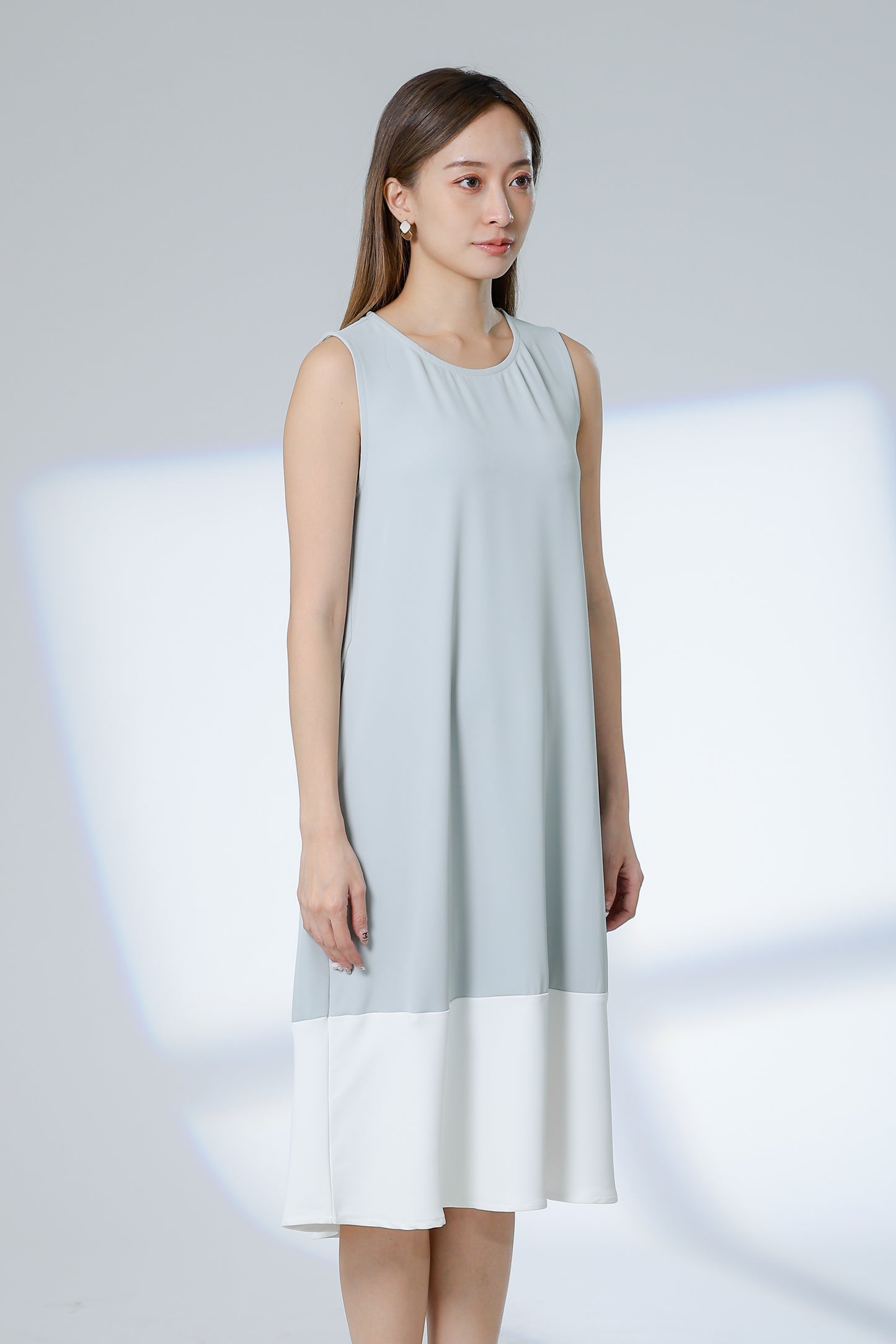 Camille Colour Block Dress - Sage/Ivory