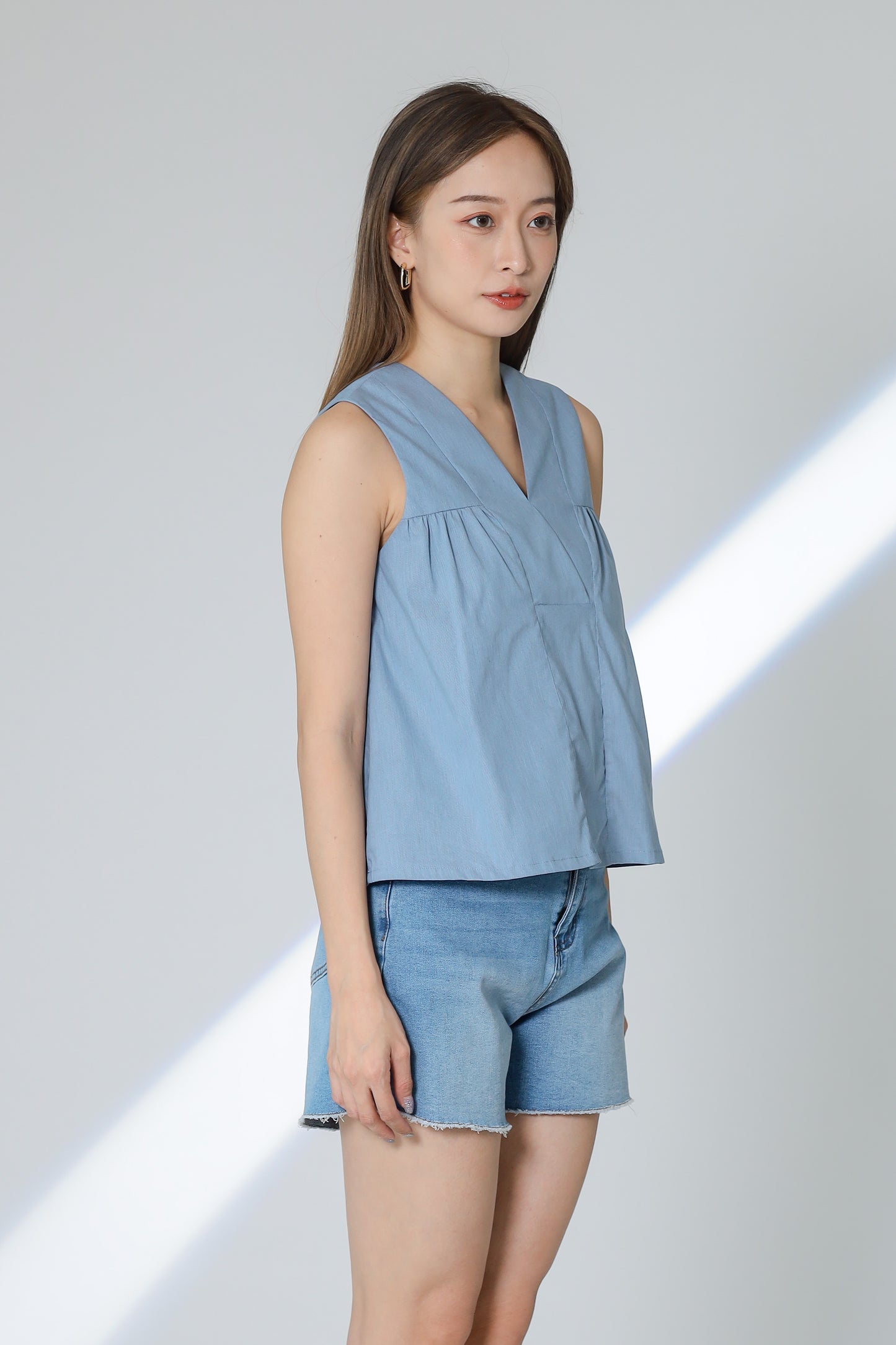Camira Babydoll Top - Light Blue
