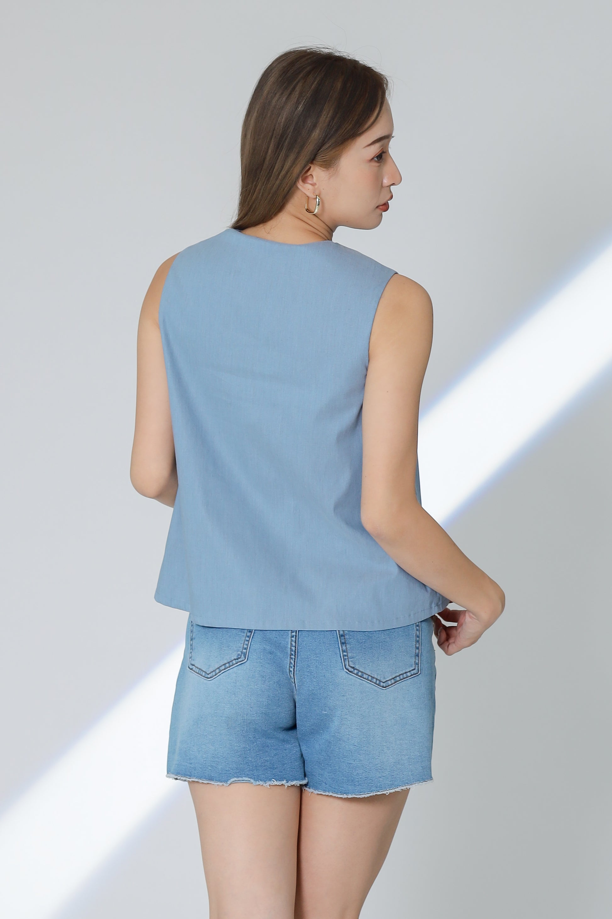 Camira Babydoll Top - Light Blue