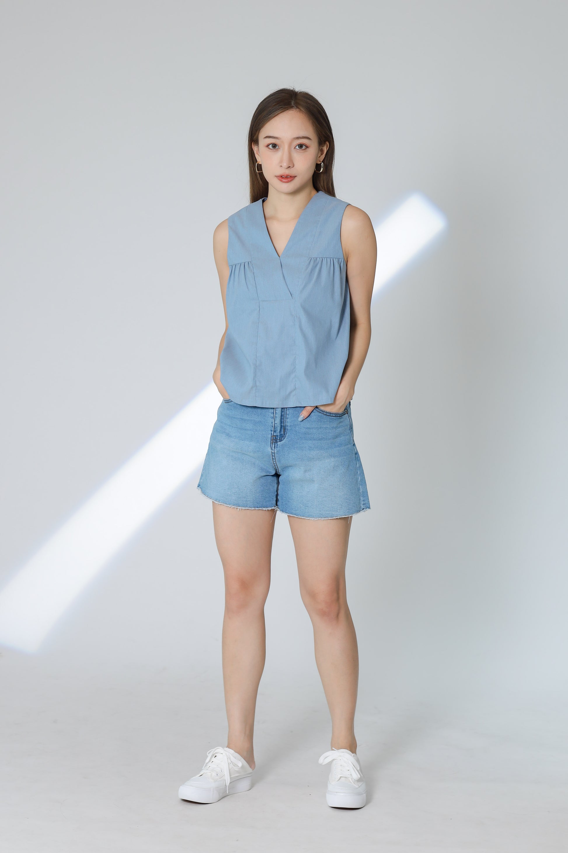 Camira Babydoll Top - Light Blue
