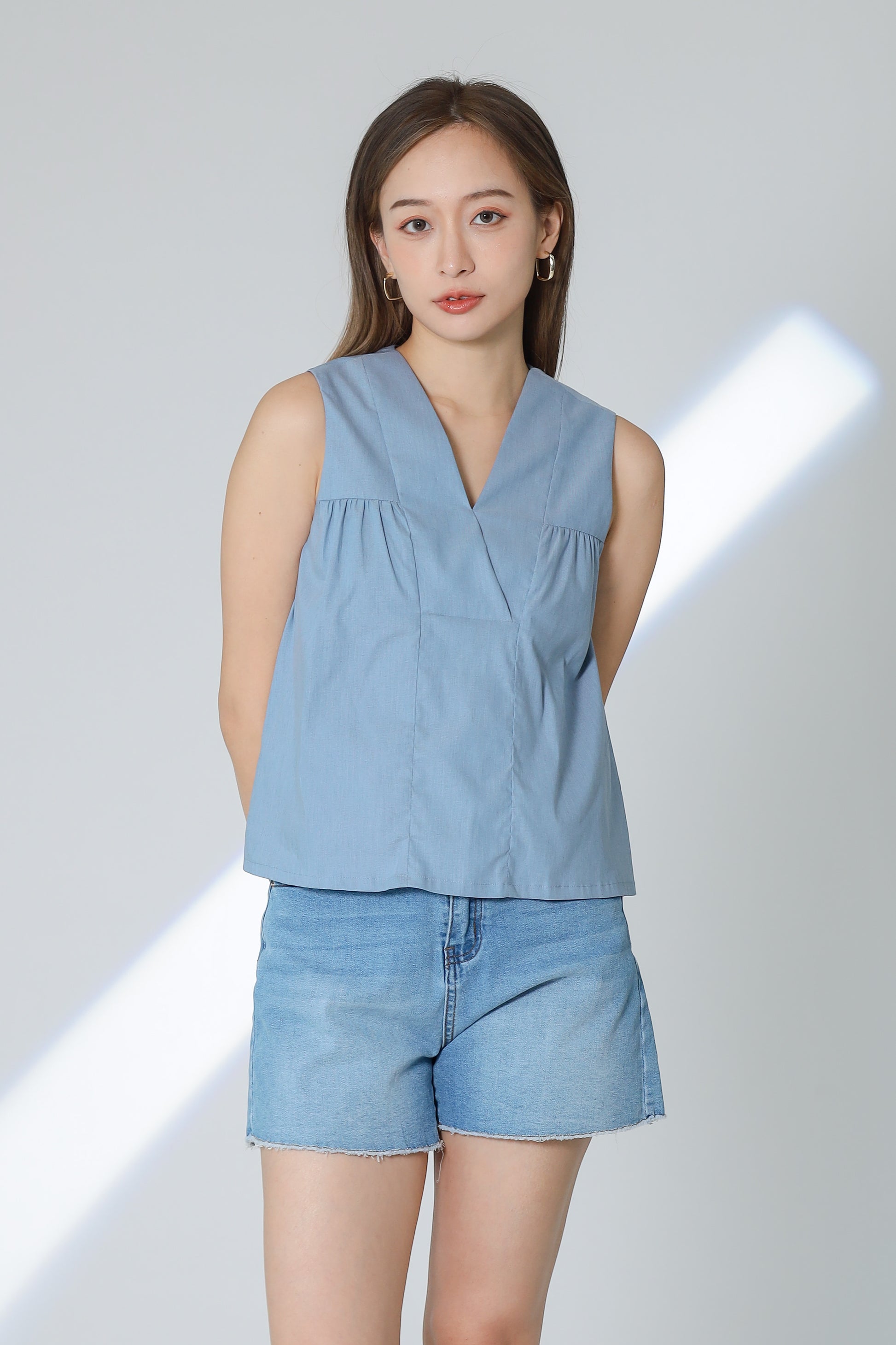 Camira Babydoll Top - Light Blue