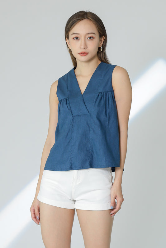 Camira Babydoll Top - Denim