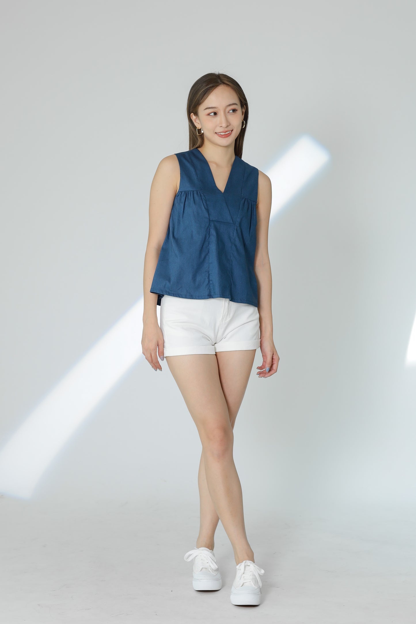 Camira Babydoll Top - Denim
