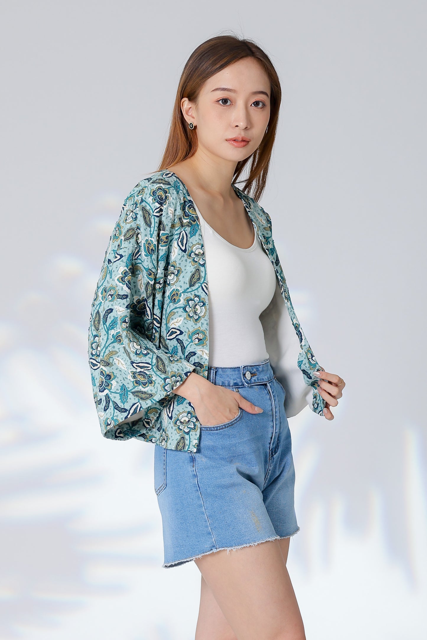 Celeste Reversible Kimono Jacket - Floral/Cream