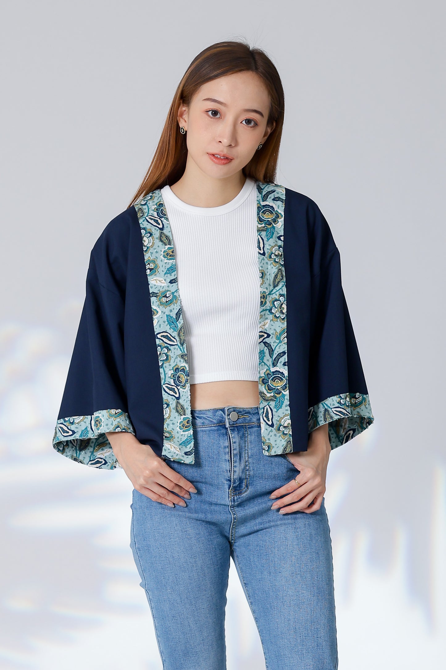 Celeste Reversible Kimono Jacket - Floral/Navy