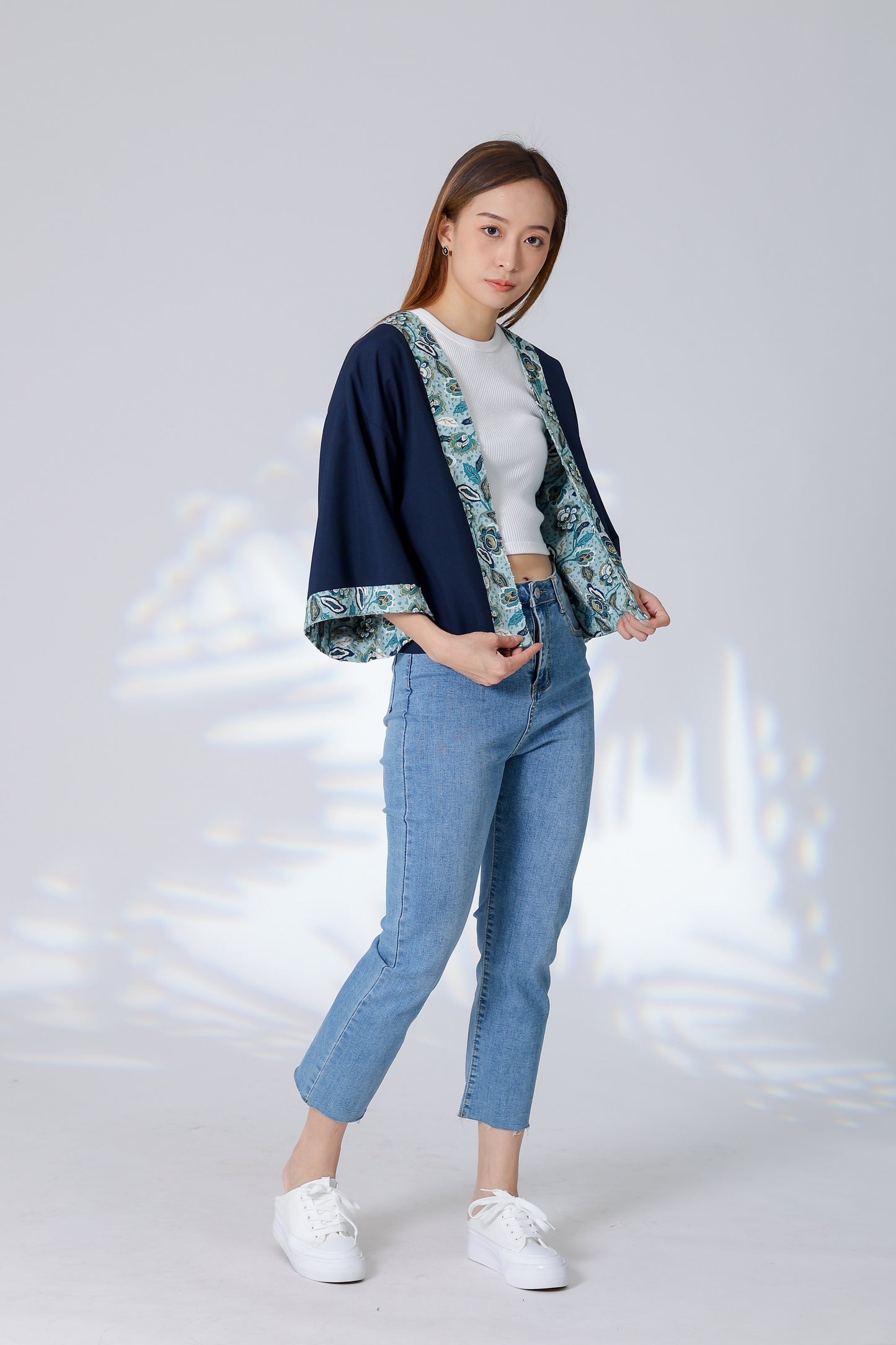 Celeste Reversible Kimono Jacket - Floral/Navy