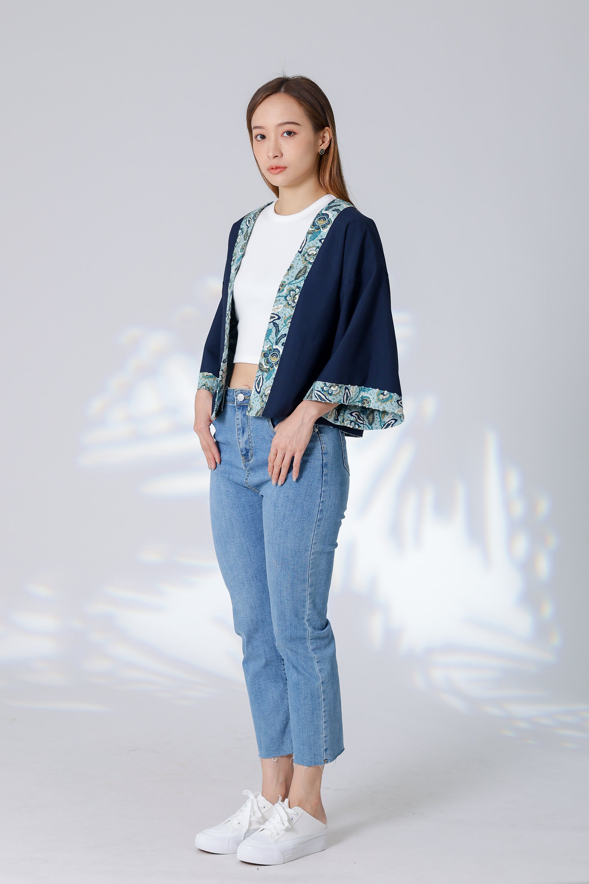 Celeste Reversible Kimono Jacket - Floral/Navy