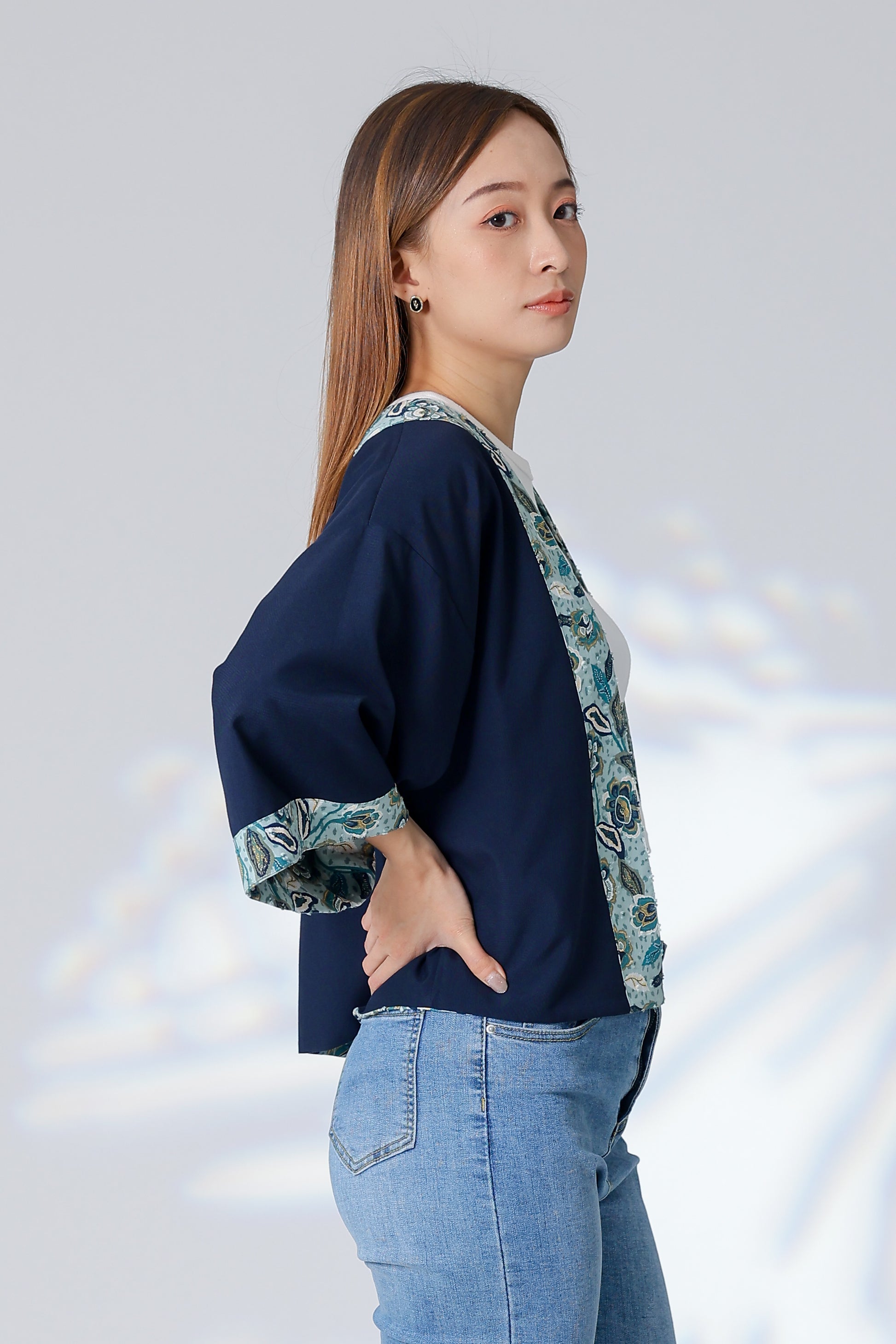 Celeste Reversible Kimono Jacket - Floral/Navy