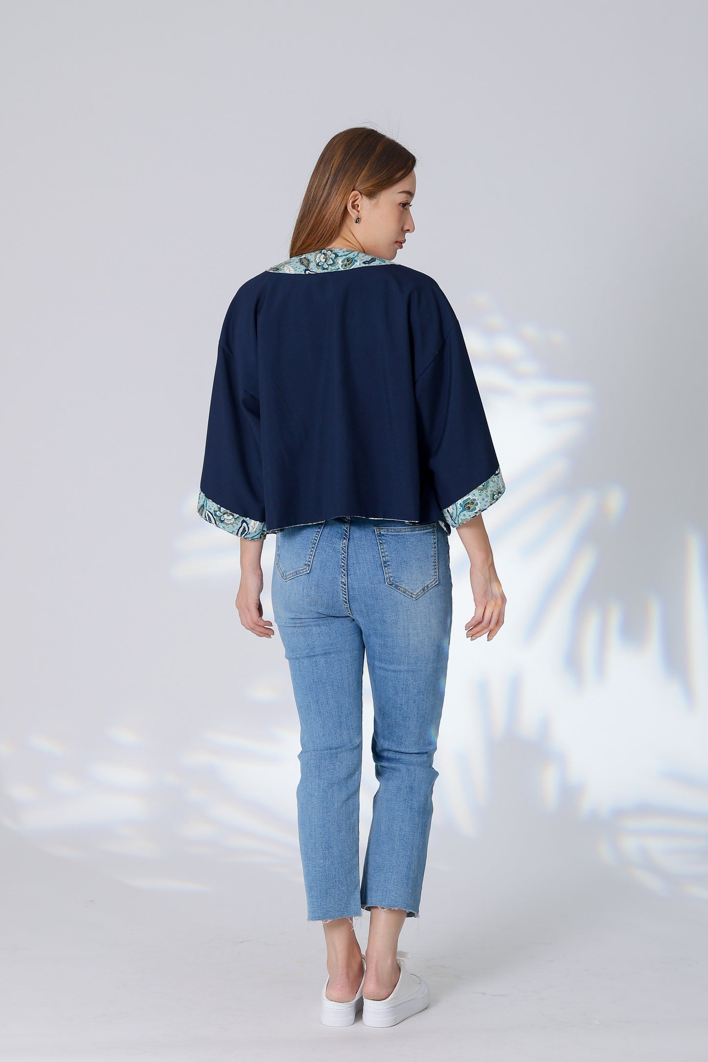 Celeste Reversible Kimono Jacket - Floral/Navy