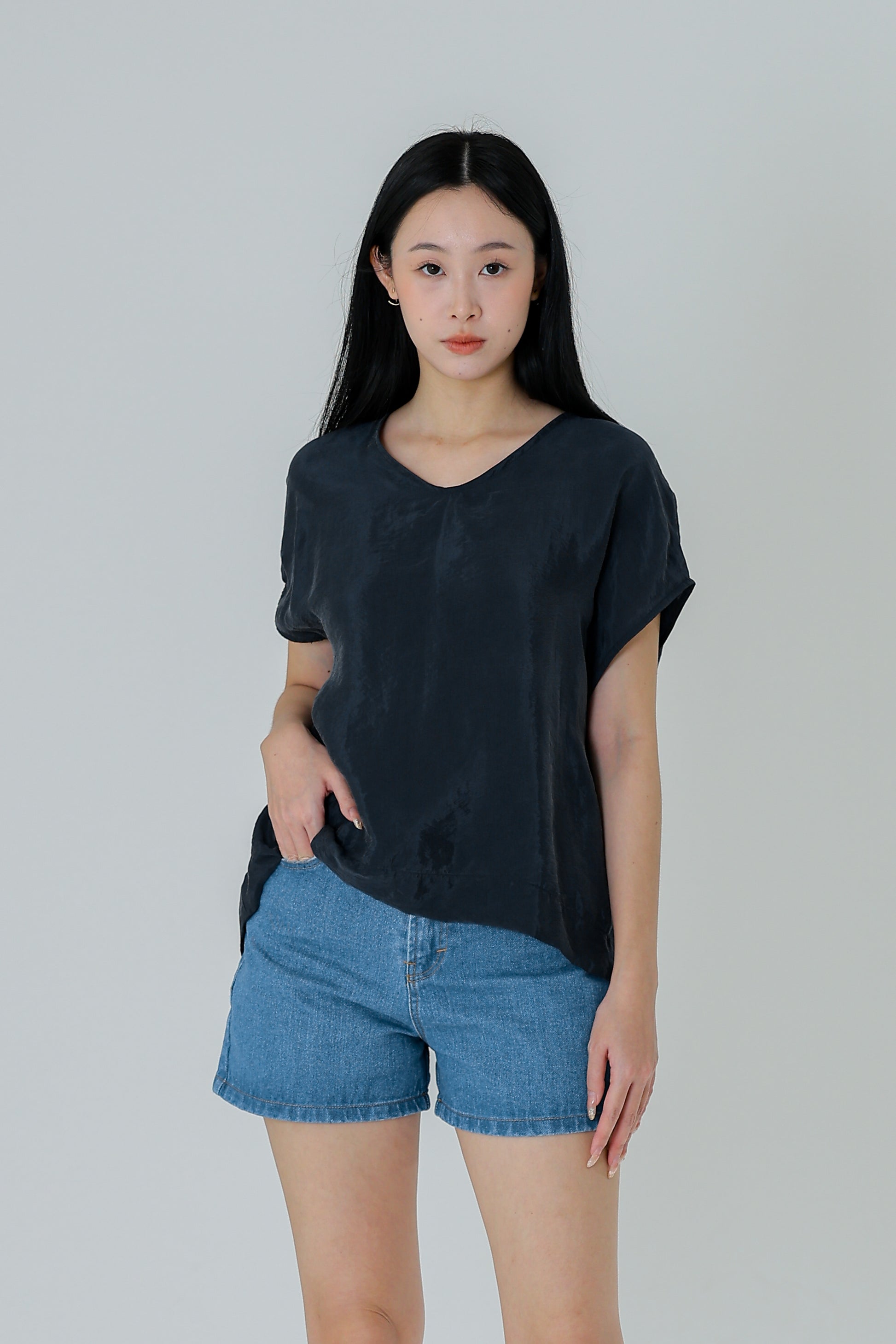 Cherris Unique Back Top - Navy