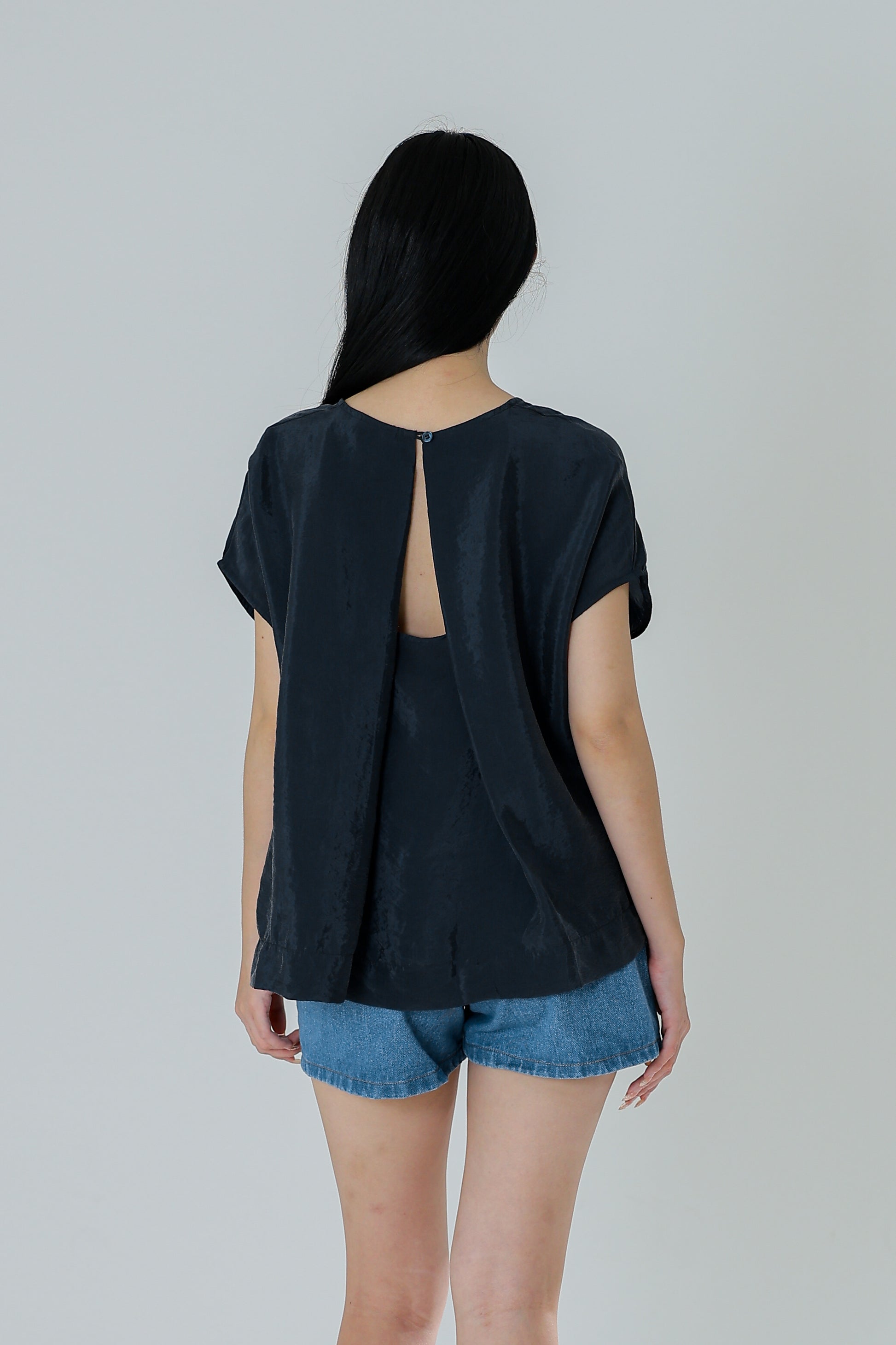 Cherris Unique Back Top - Navy