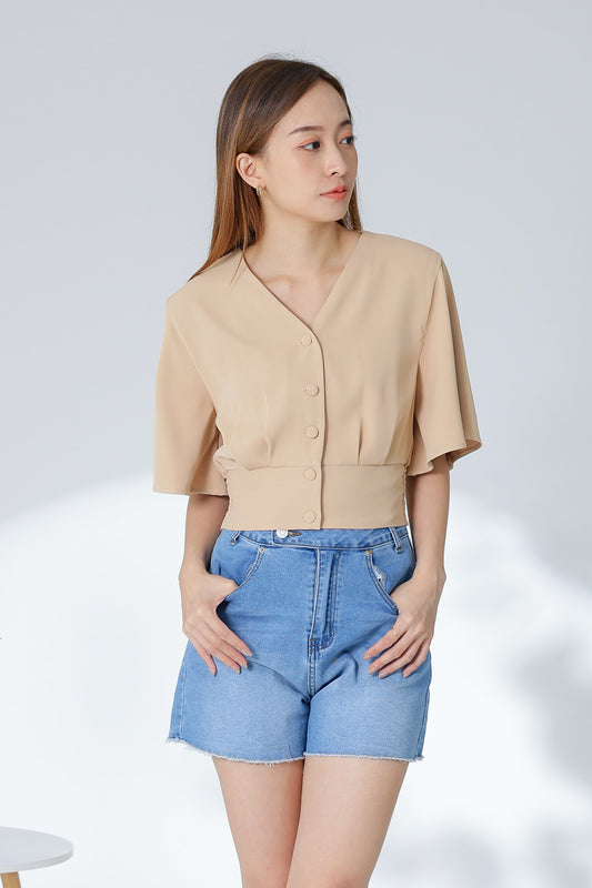 Ciara Bell Sleeve Top - Khaki
