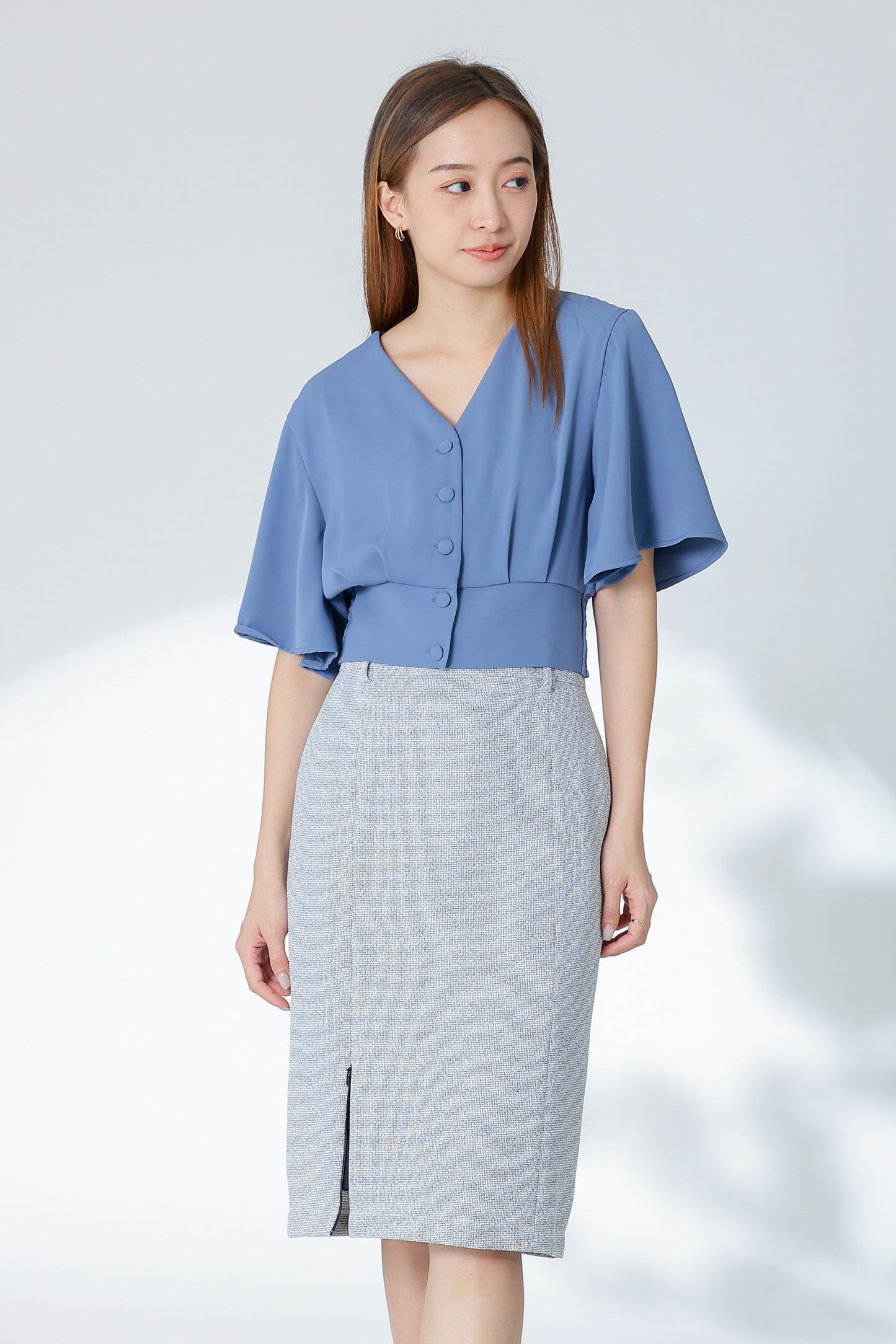 Ciara Bell Sleeve Top - Blue