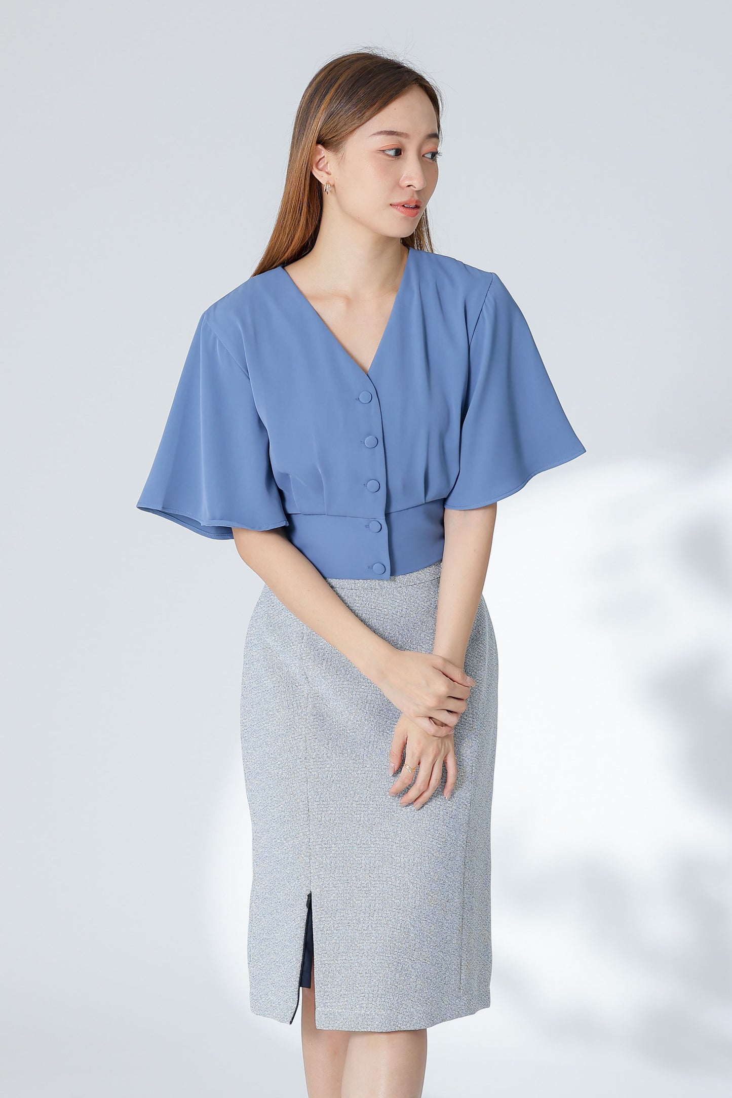 Ciara Bell Sleeve Top - Blue