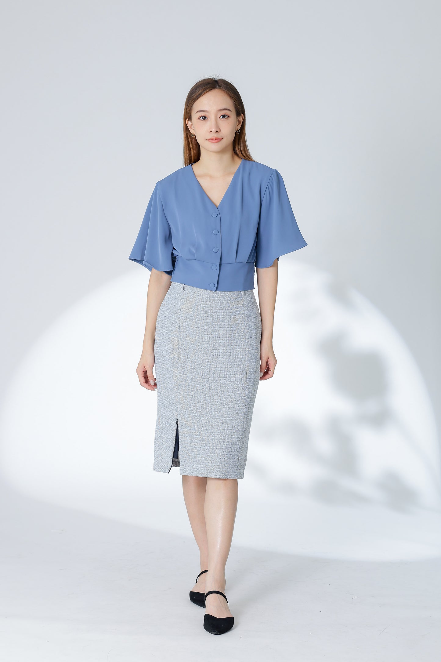 Ciara Bell Sleeve Top - Blue