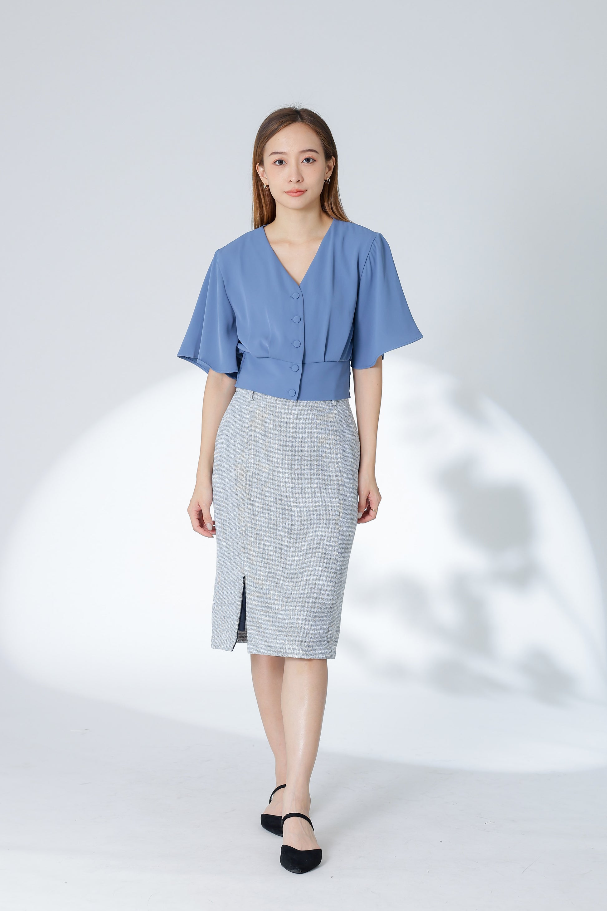 Ciara Bell Sleeve Top - Blue