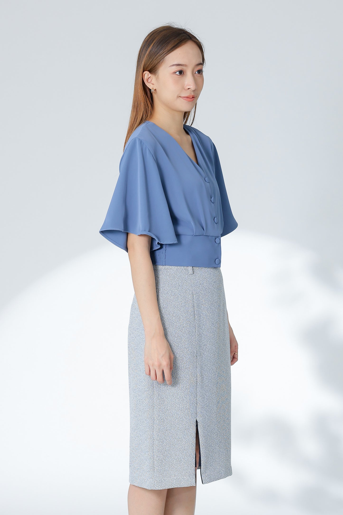 Ciara Bell Sleeve Top - Blue