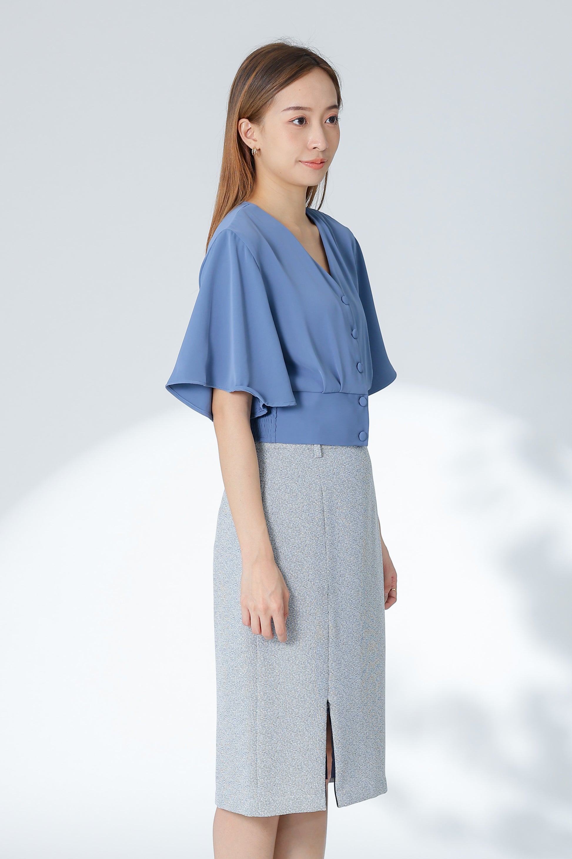 Ciara Bell Sleeve Top - Blue