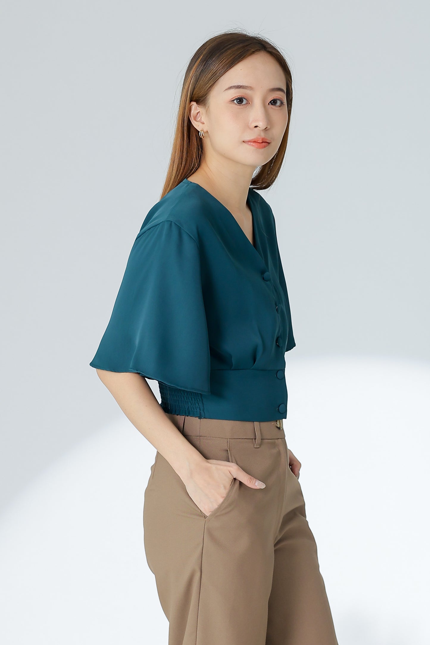 Ciara Bell Sleeve Top - Bottle Green
