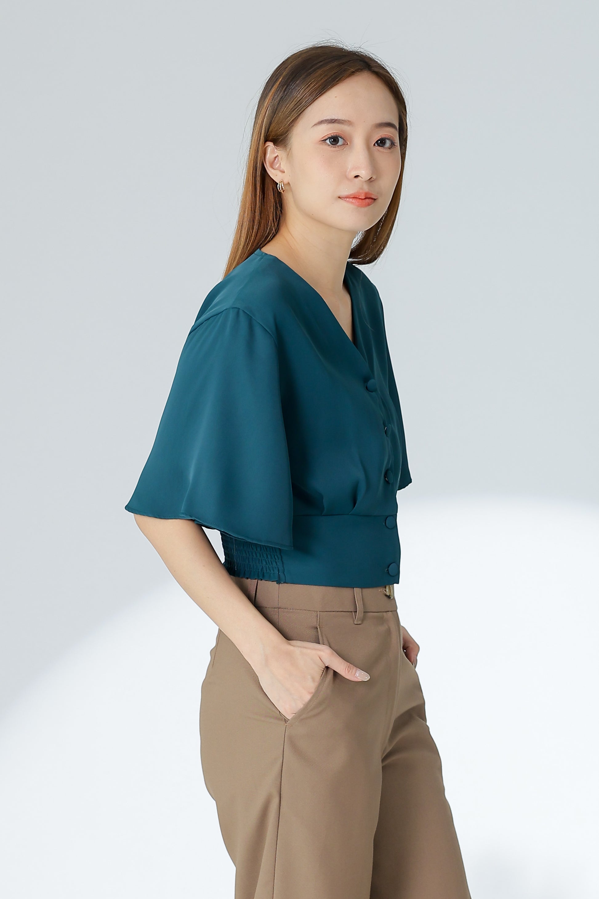 Ciara Bell Sleeve Top - Bottle Green
