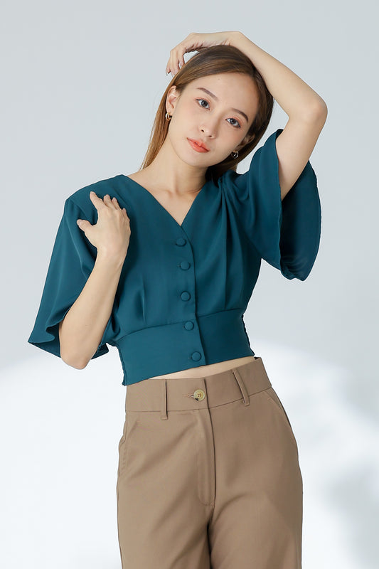 Ciara Bell Sleeve Top - Bottle Green