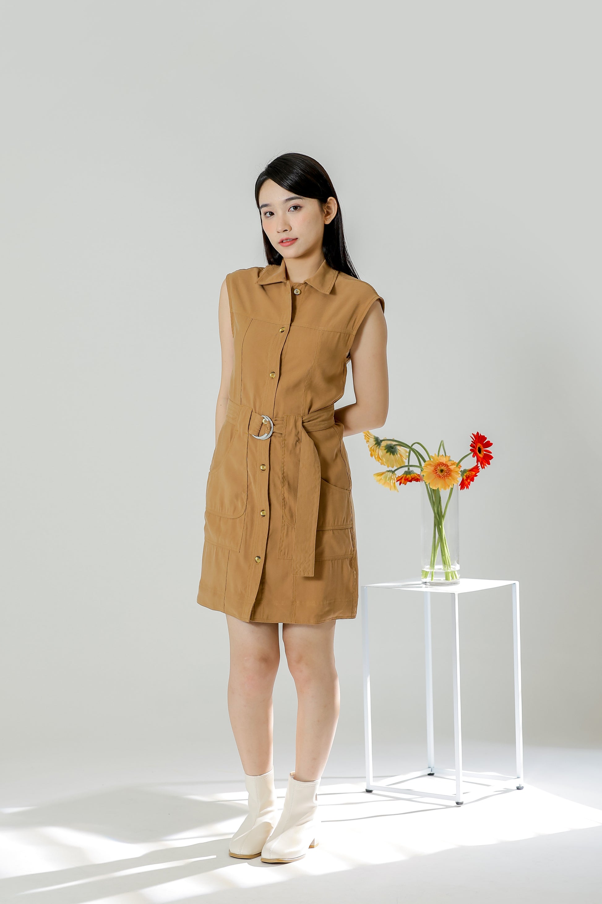 Claire Safari Shift Dress - Khaki