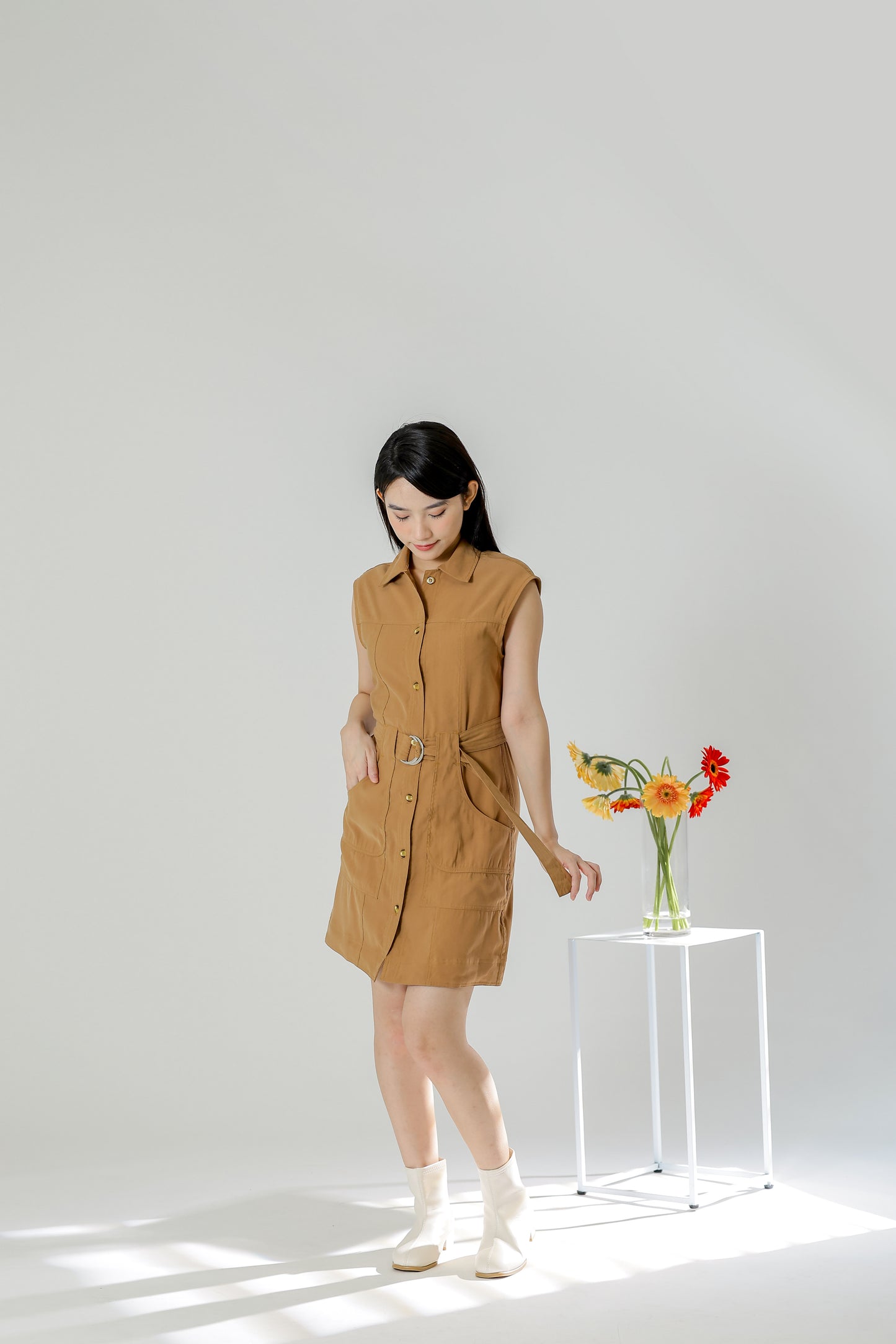Claire Safari Shift Dress - Khaki